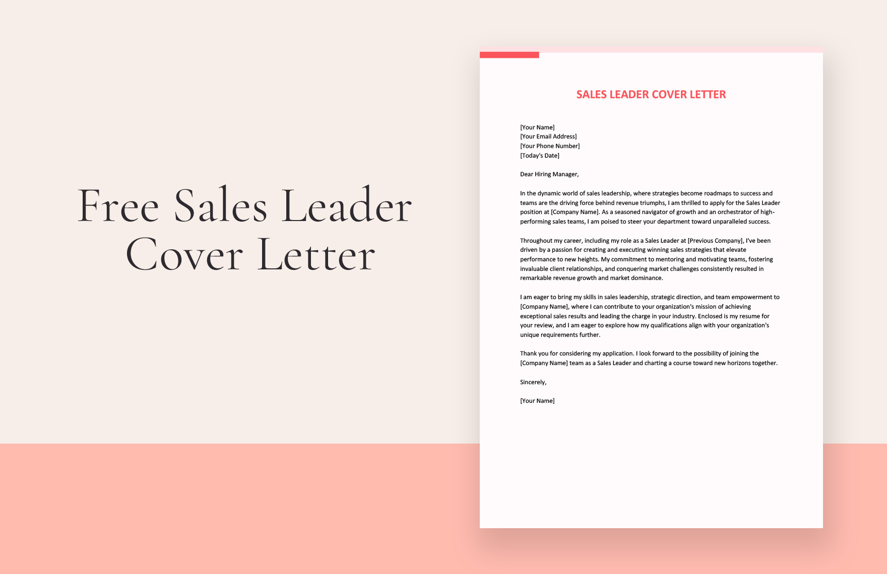 Sales Leader Cover Letter in Word, Google Docs