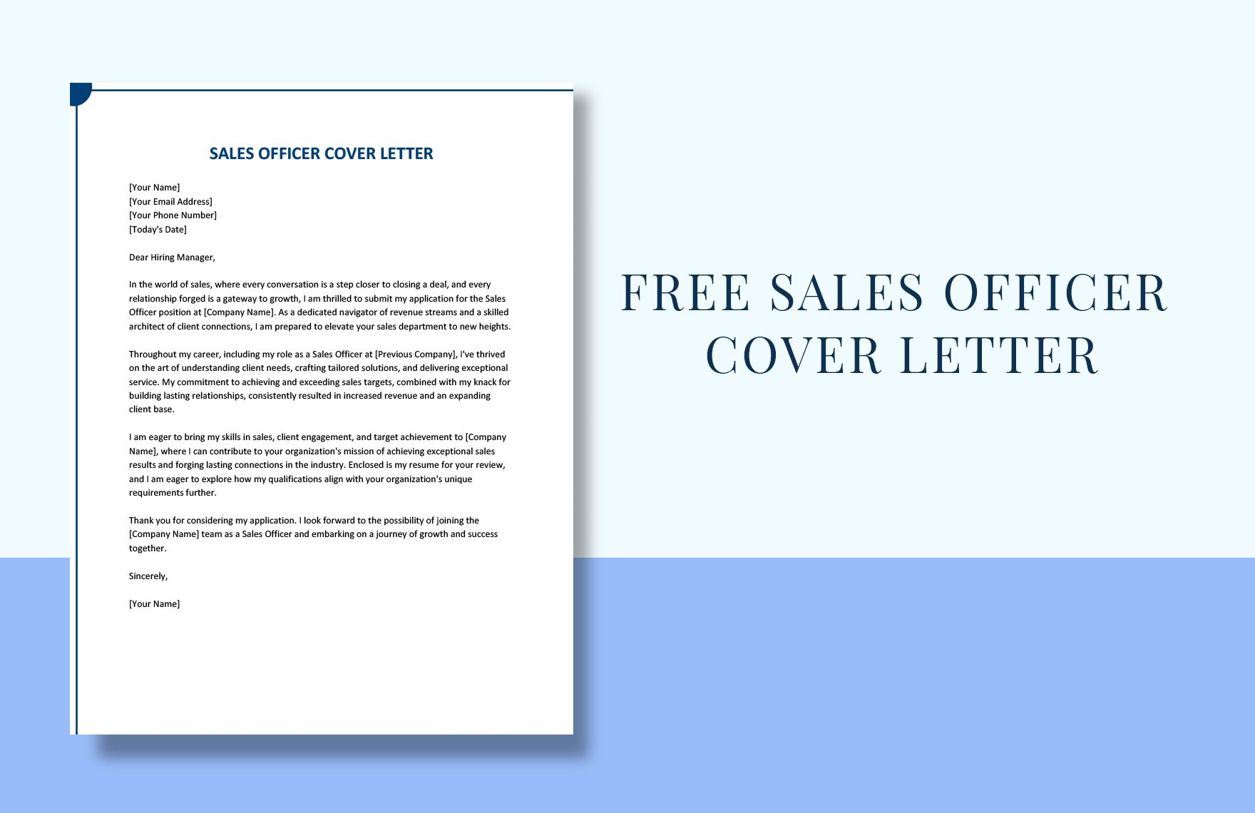 Sales Officer Cover Letter in Word, Google Docs