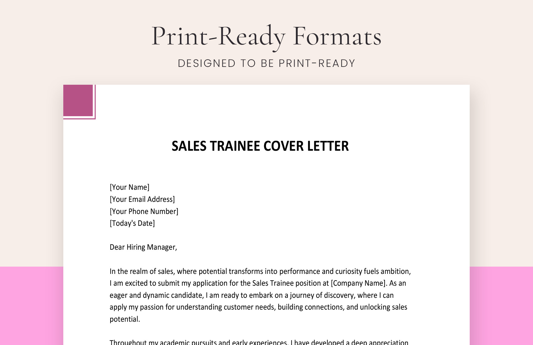 Sales Trainee Cover Letter