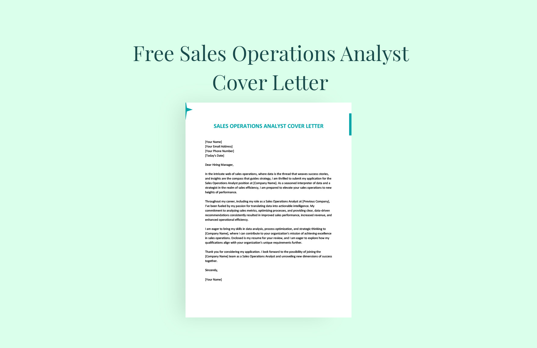 Sales Operations Analyst Cover Letter