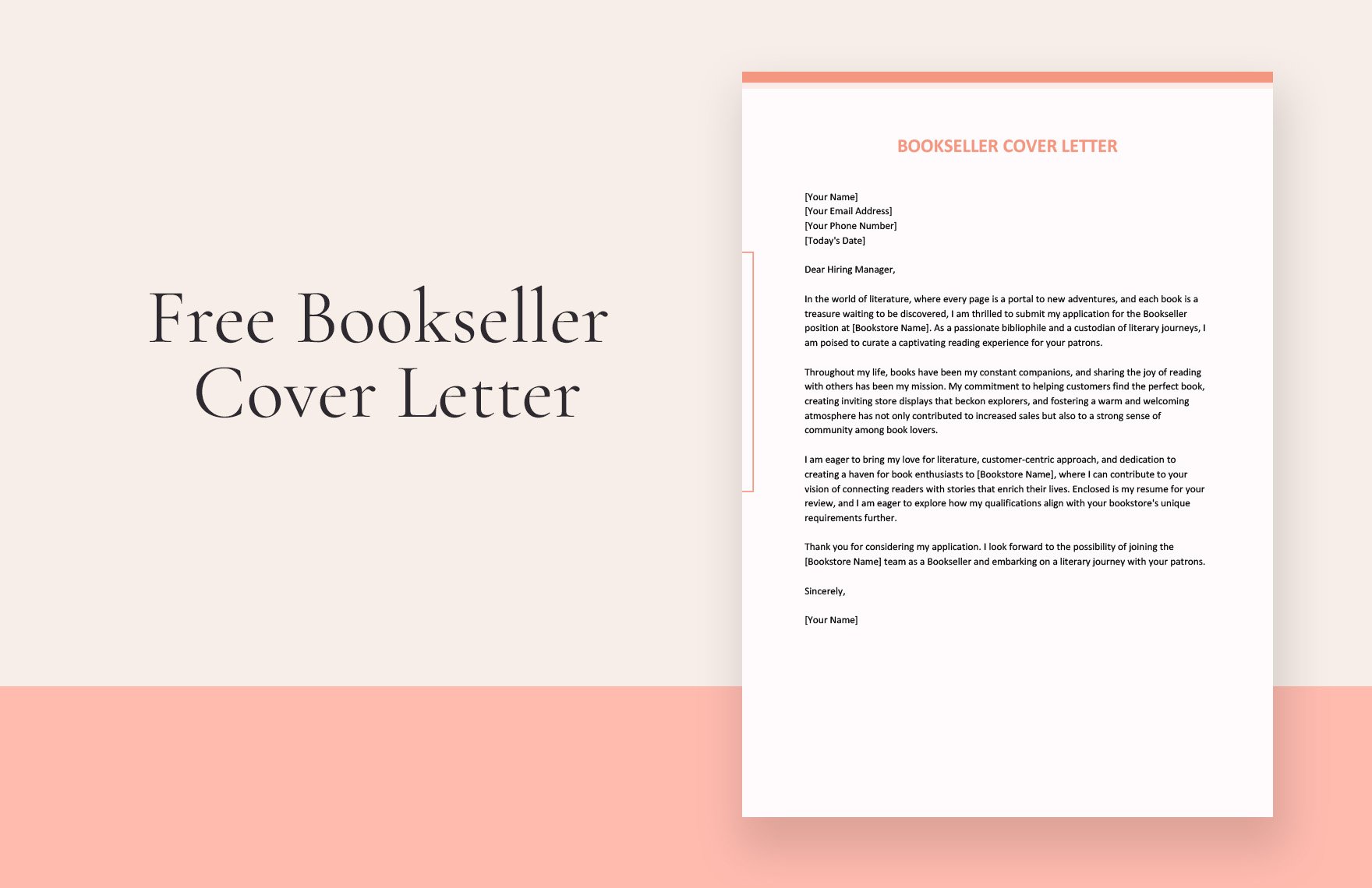 Bookseller Cover Letter in Word, Google Docs