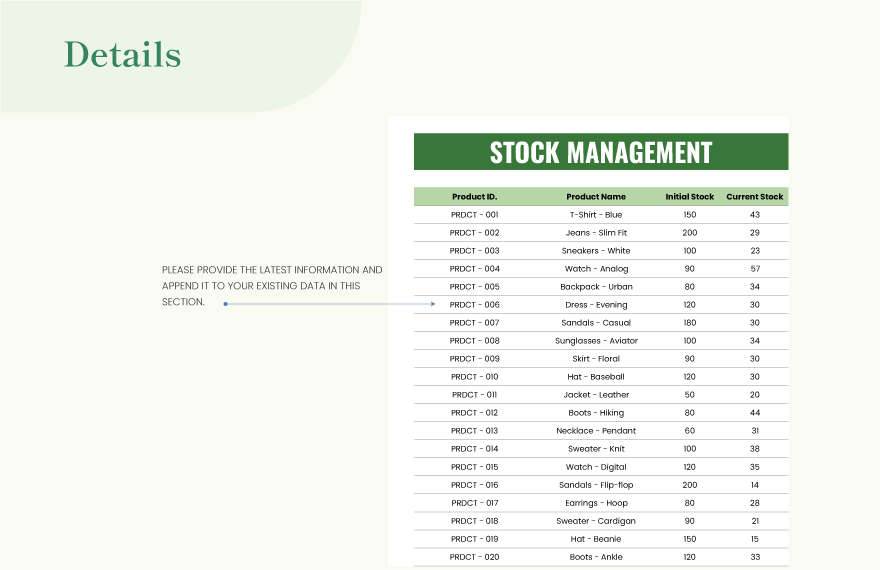 Retail Store Inventory Template