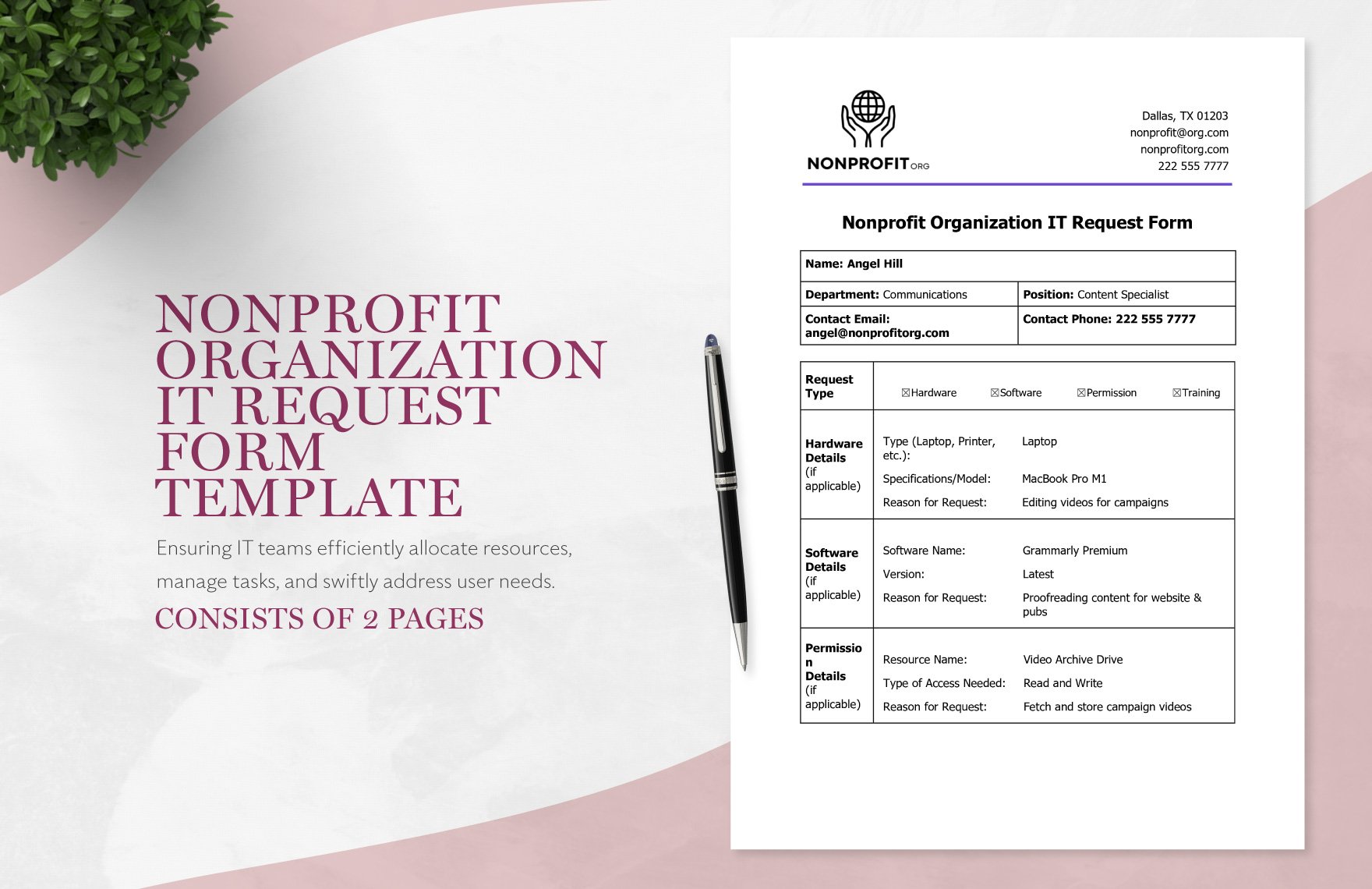 Nonprofit Organization IT Request Form Template