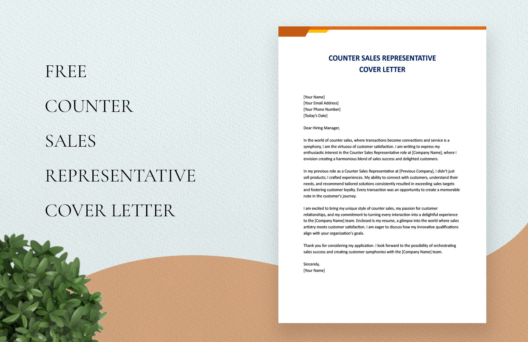 Counter Sales Representative Cover Letter