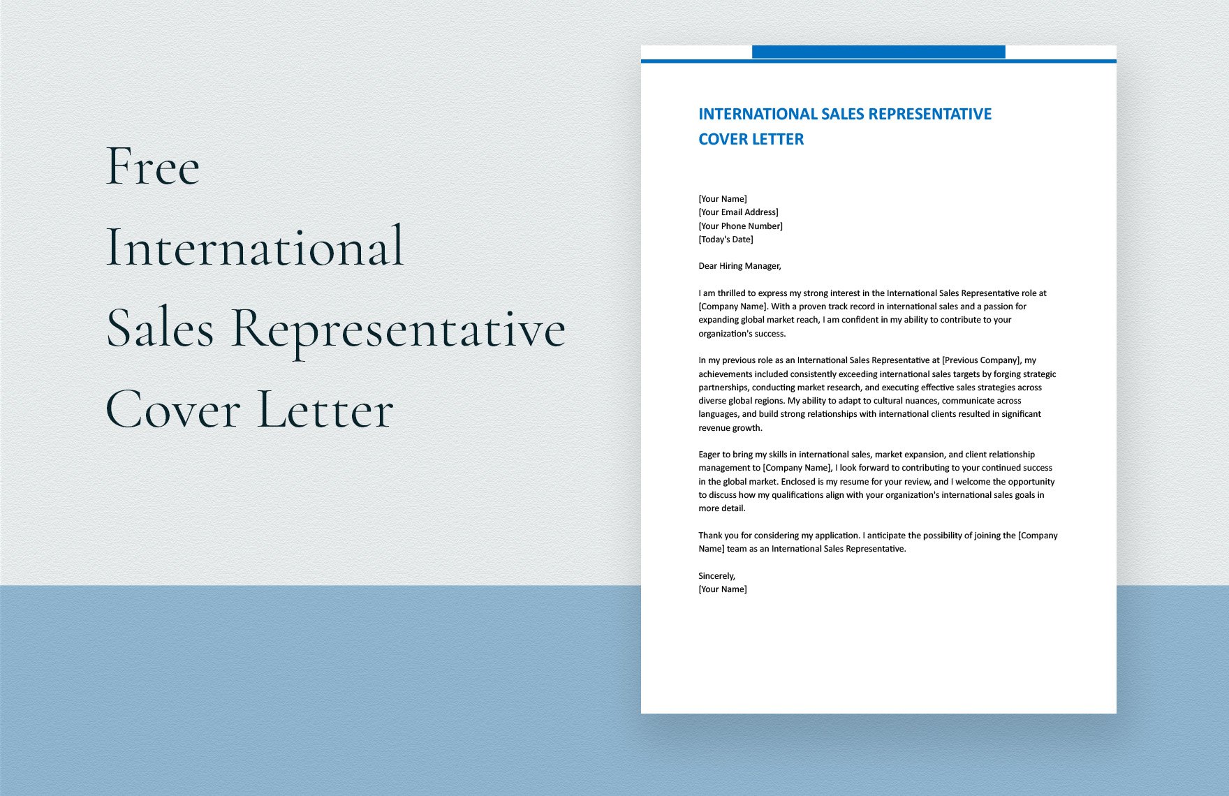 International Sales Representative Cover Letter