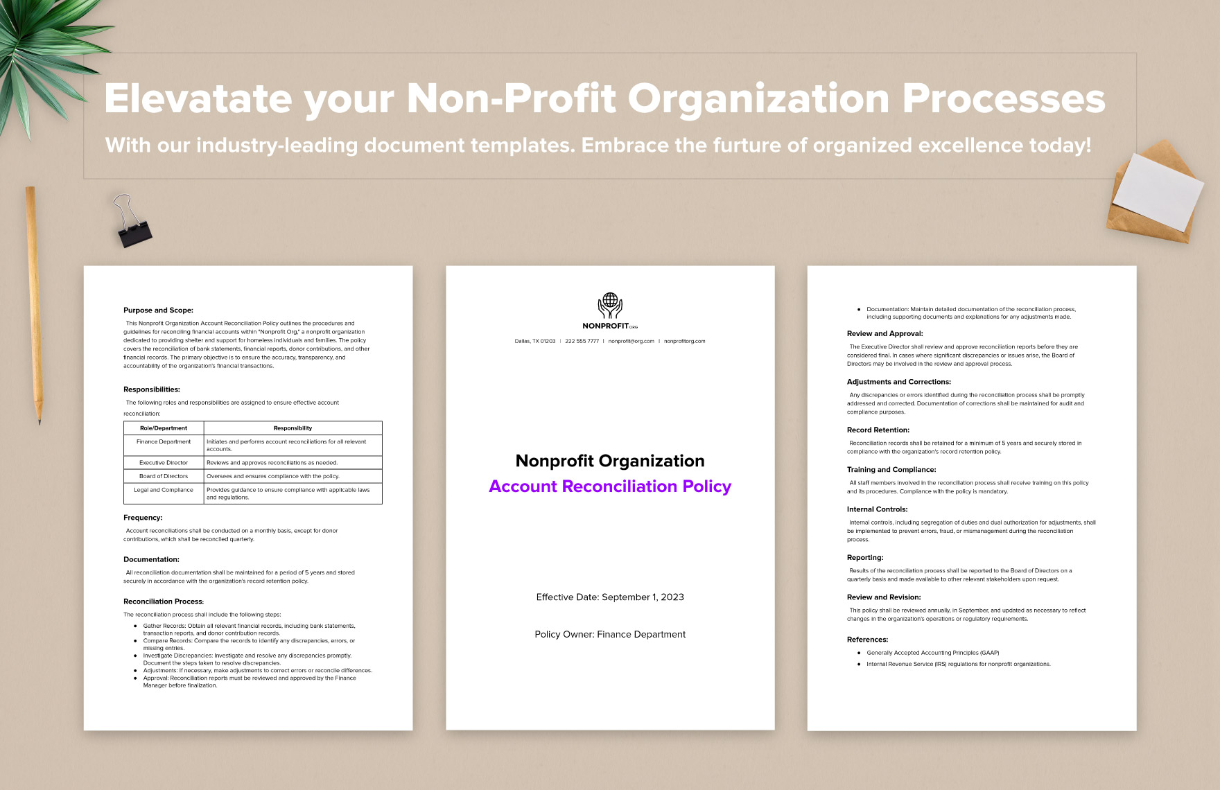  Nonprofit Organization Account Reconciliation Policy Template