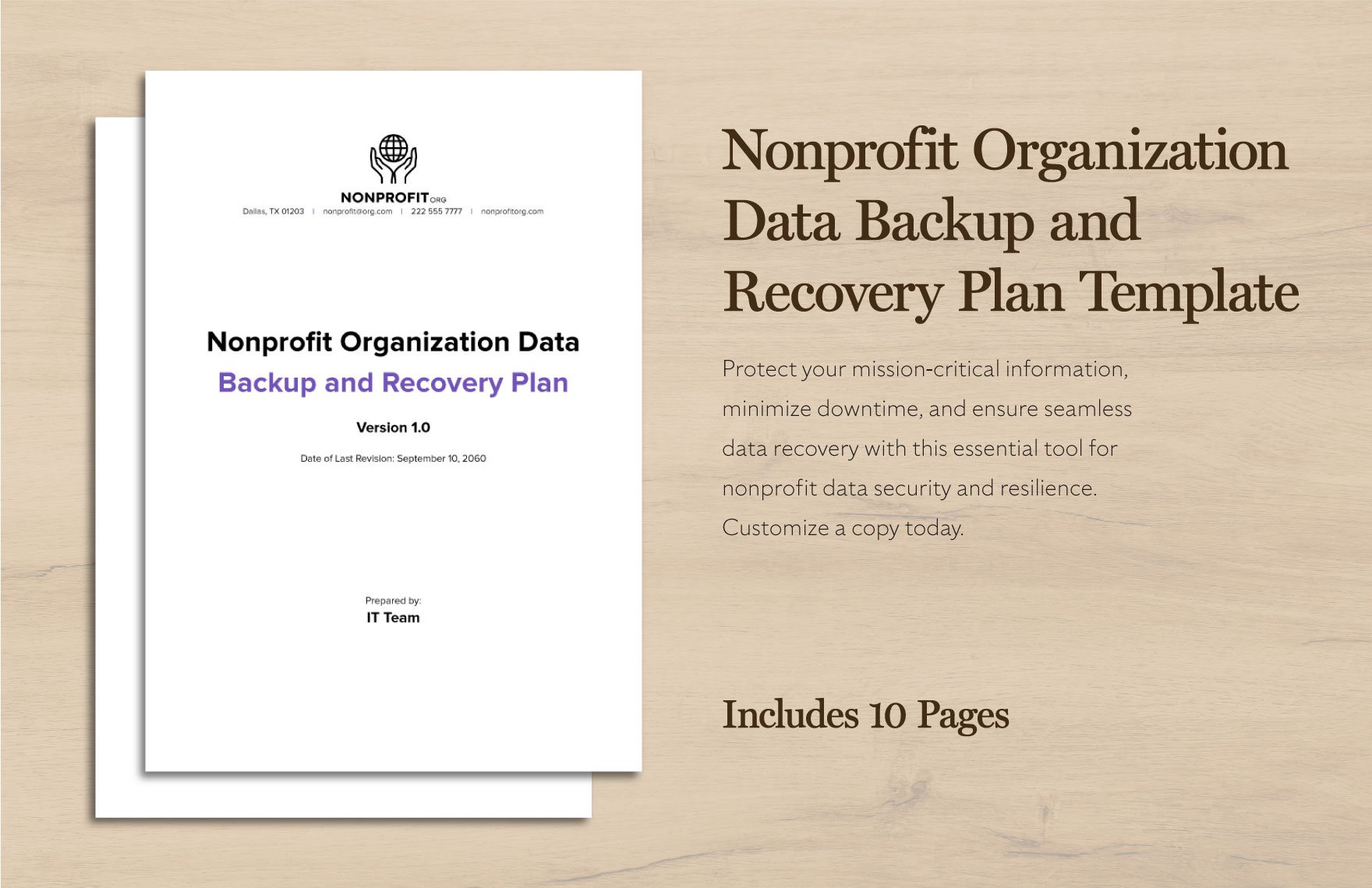 Nonprofit Organization Data Backup and Recovery Plan Template