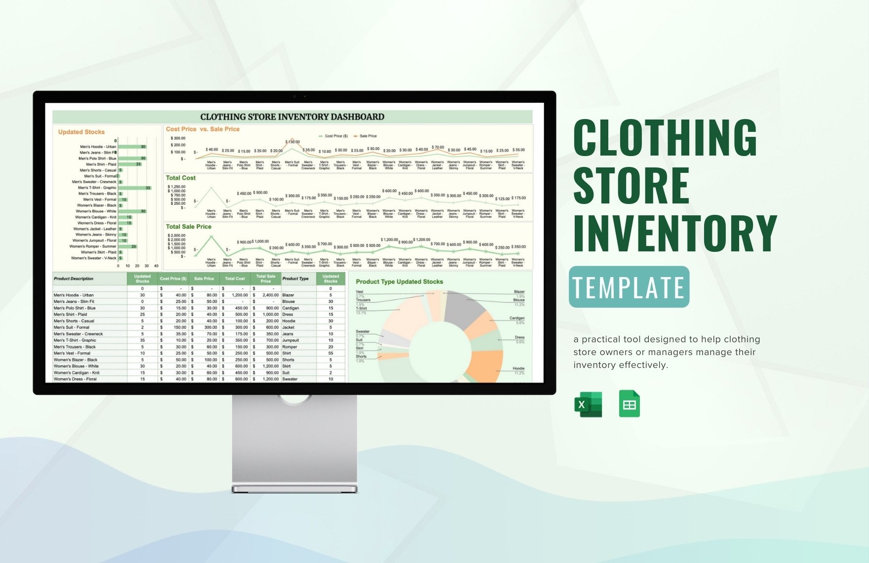 Clothing Store Inventory Template in Excel, Google Sheets