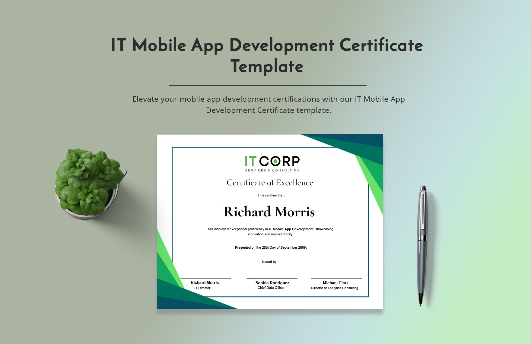 IT Mobile App Development Certificate Template in Word, Illustrator, PSD