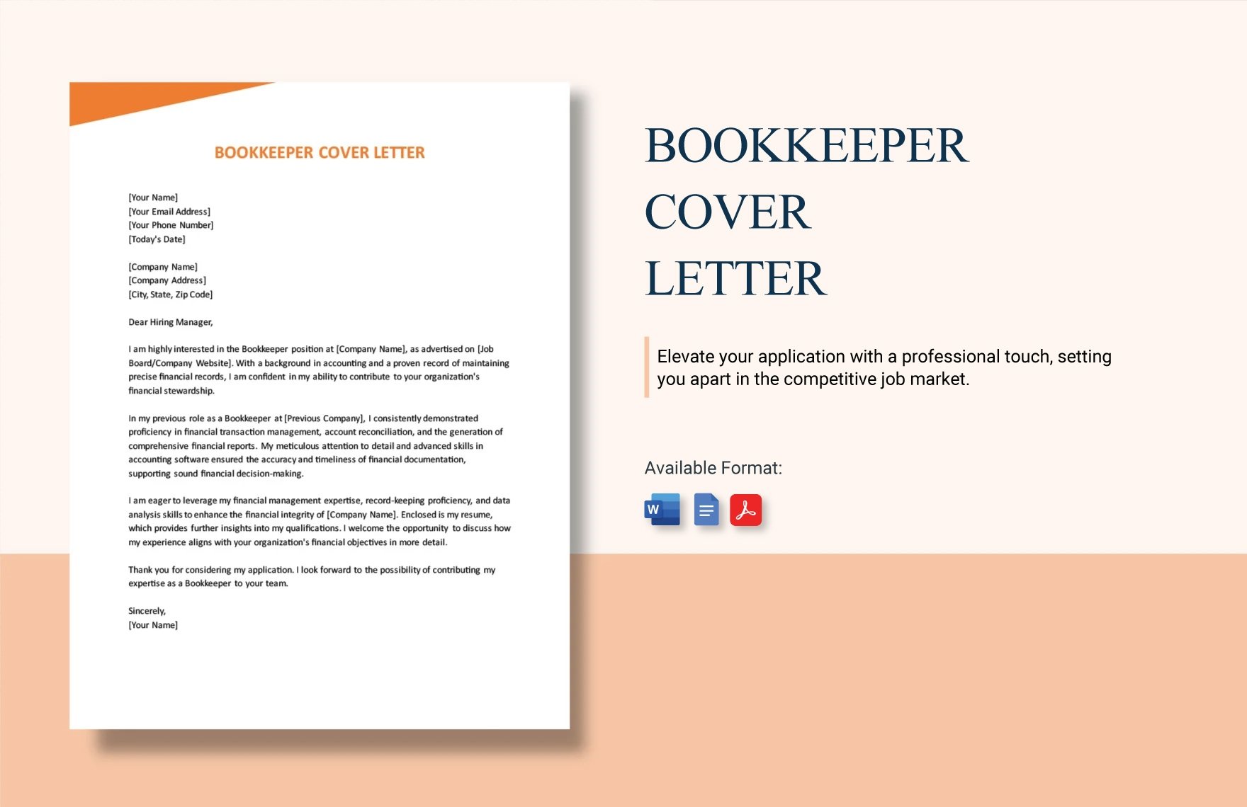 Bookkeeper Cover Letter in Word, Google Docs, PDF