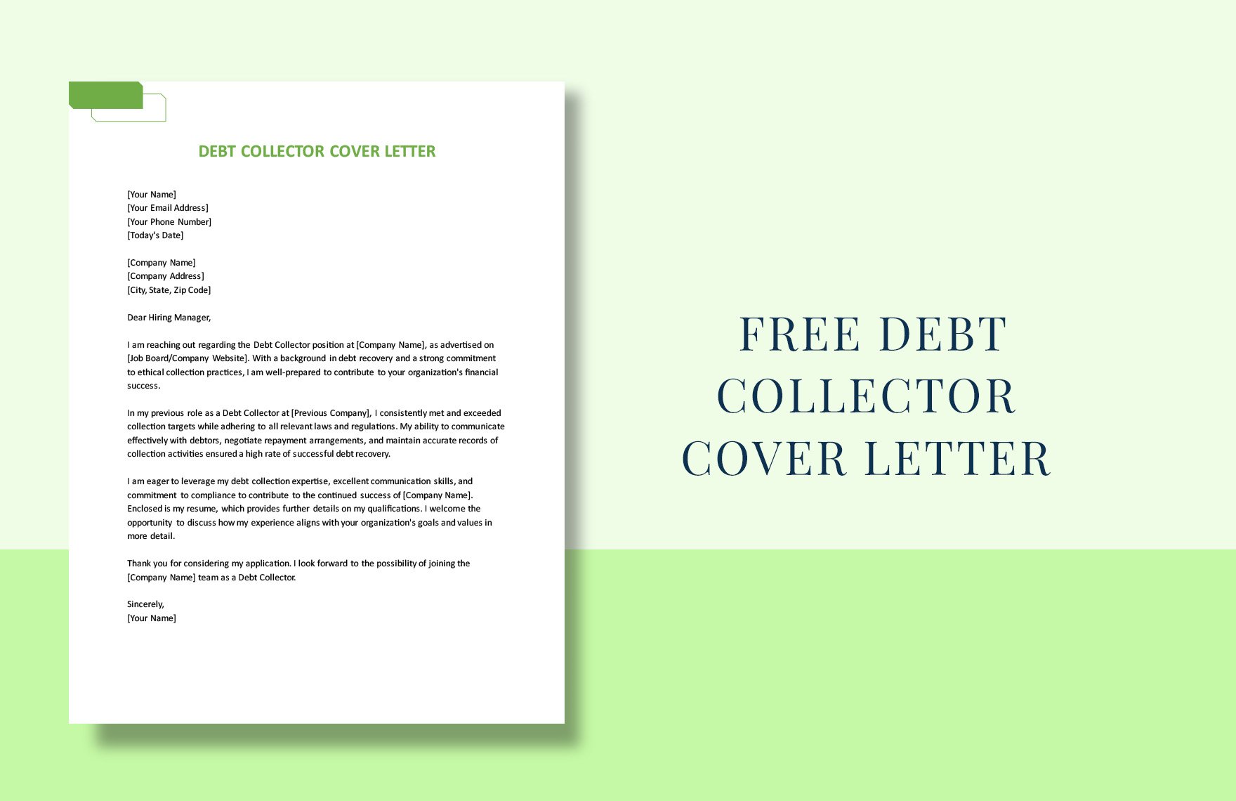 Debt Collector Cover Letter