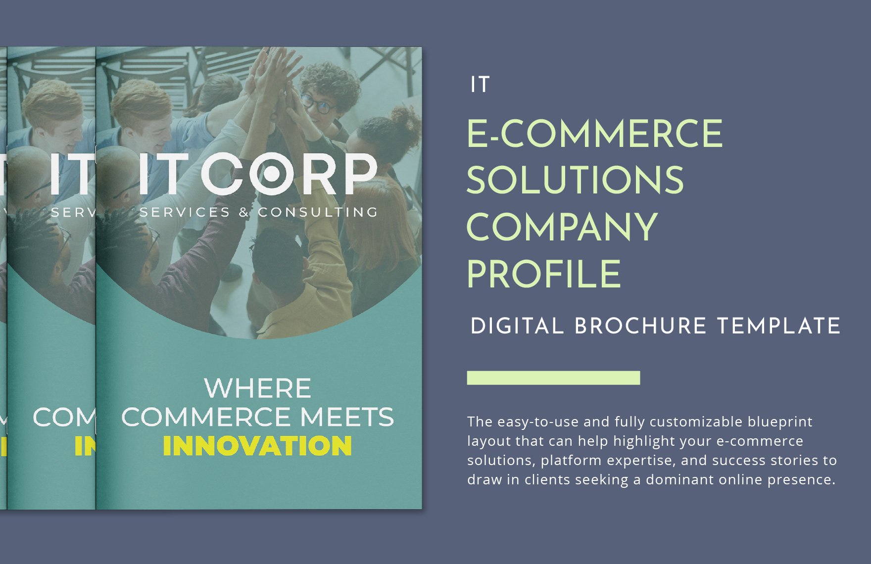 IT E-Commerce Solutions Company Profile Digital Brochure Template in Word, Illustrator, PSD