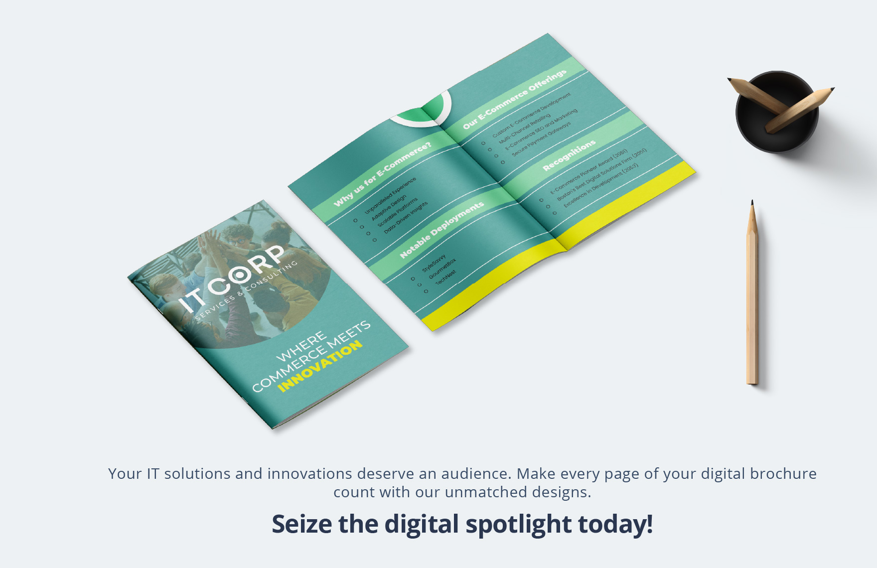 IT E-Commerce Solutions Company Profile Digital Brochure Template