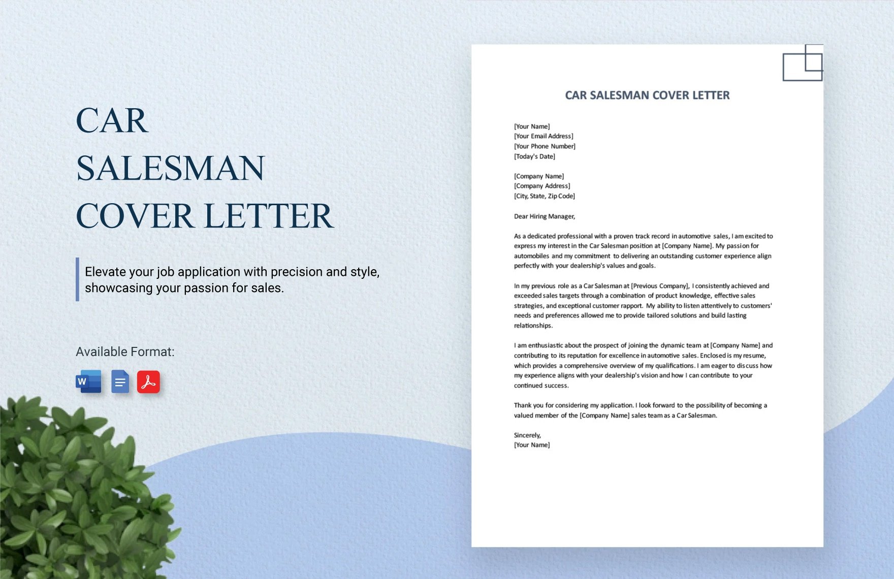 Car Salesman Cover Letter in Word, Google Docs, PDF