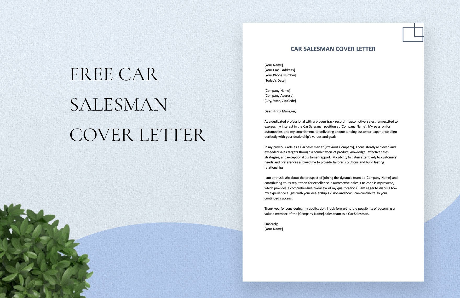 Car Salesman Cover Letter