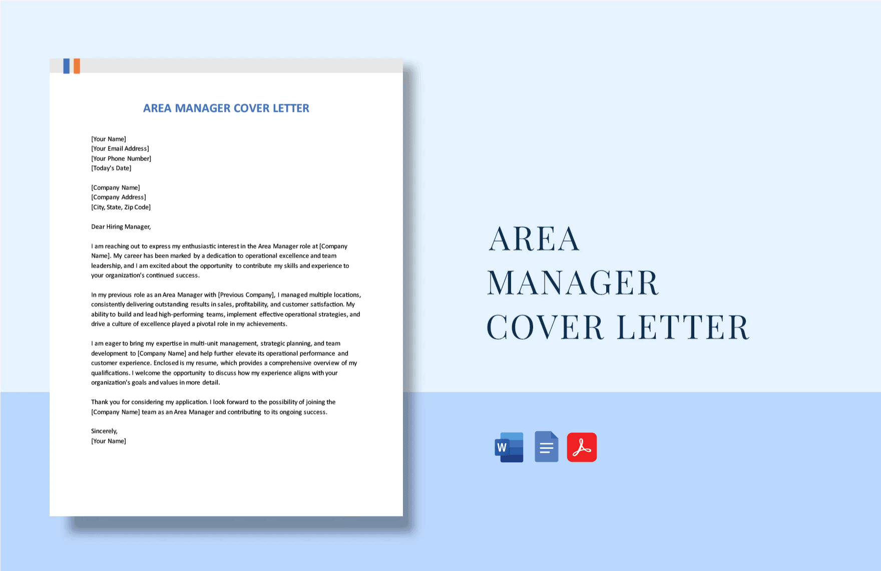 Free Area Manager Cover Letter in Word, Google Docs, PDF
