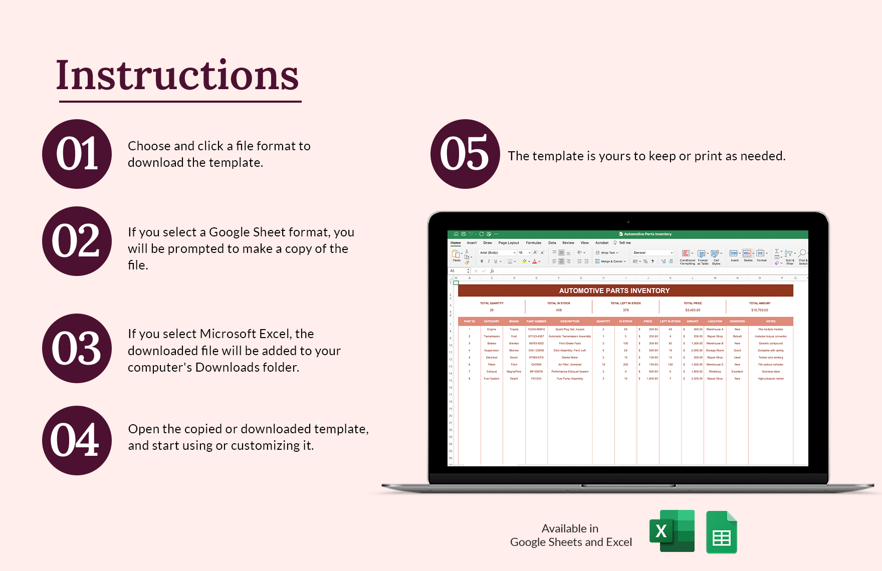 Automotive Parts Inventory Template