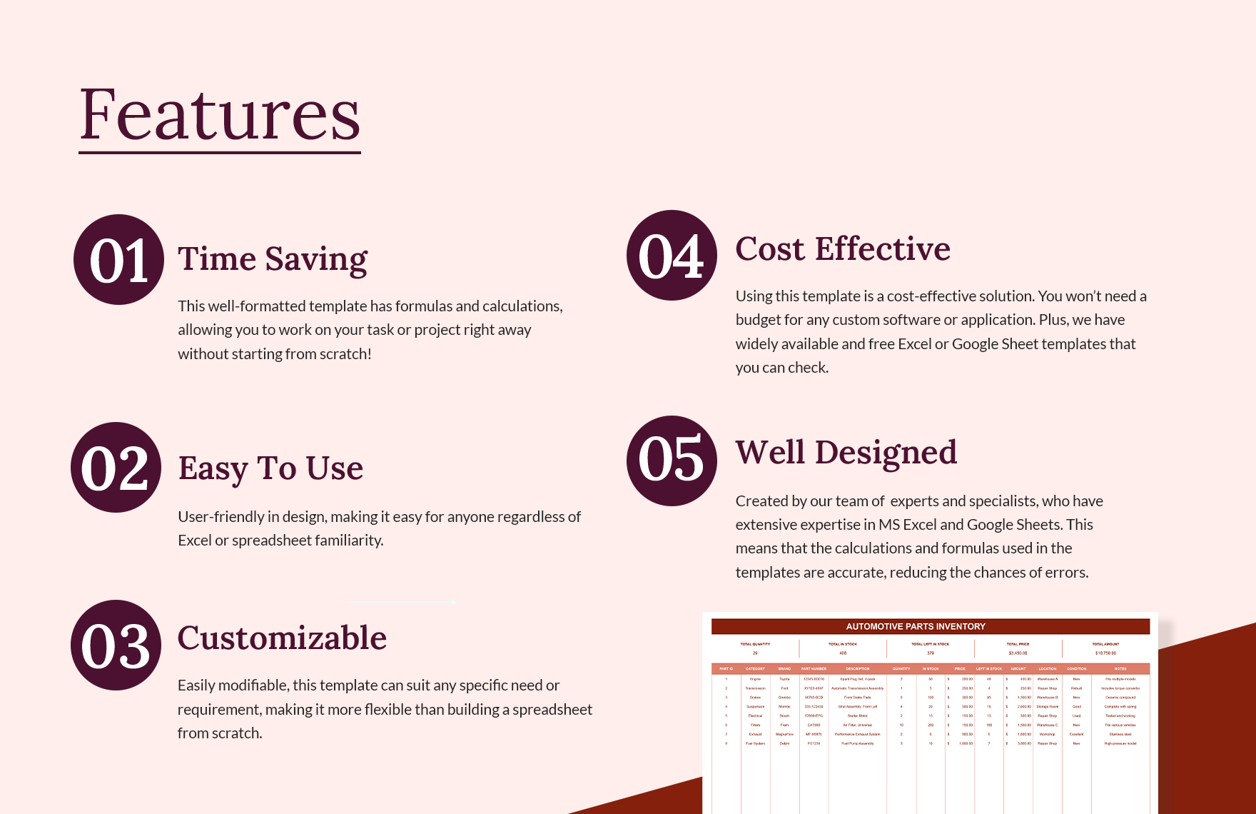 Automotive Parts Inventory Template