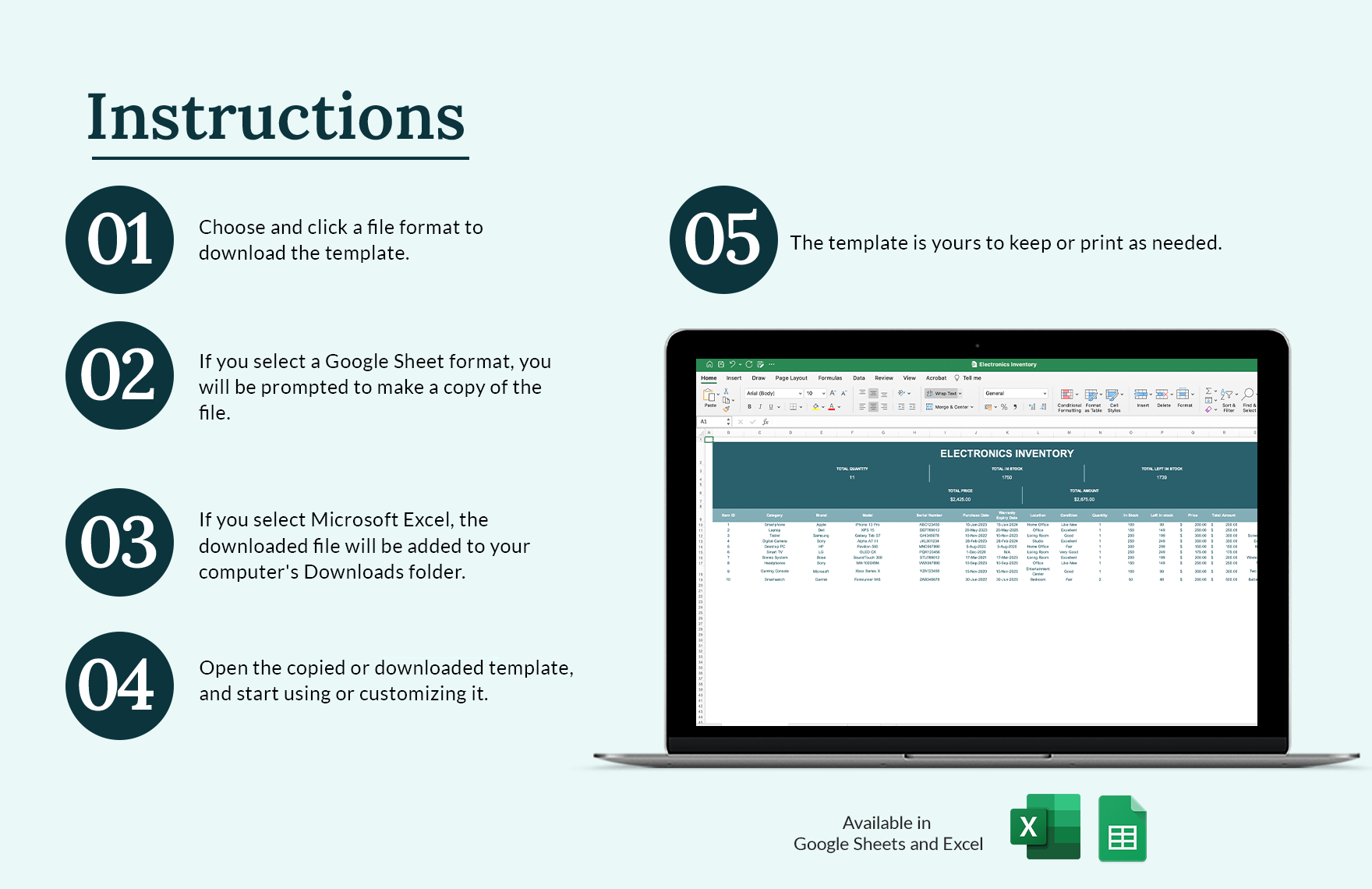 Electronics Inventory Template