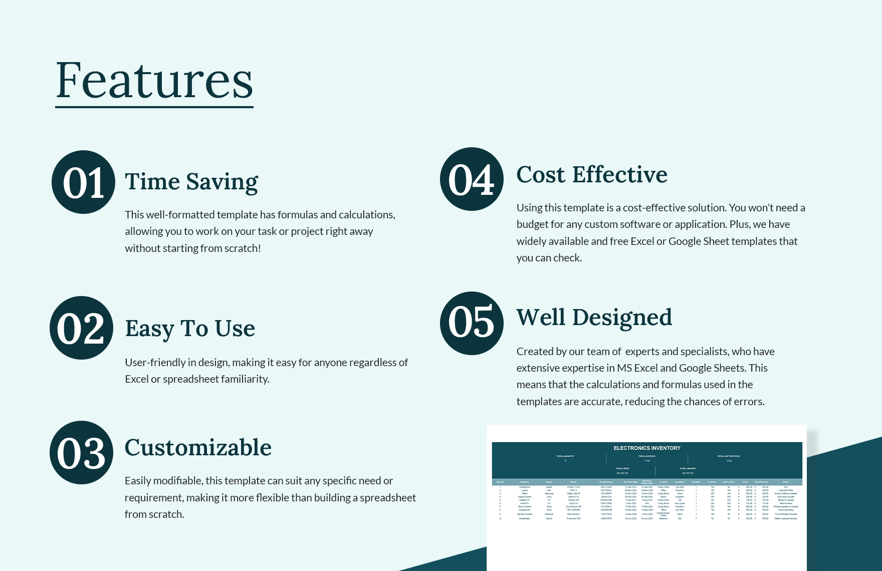 Electronics Inventory Template