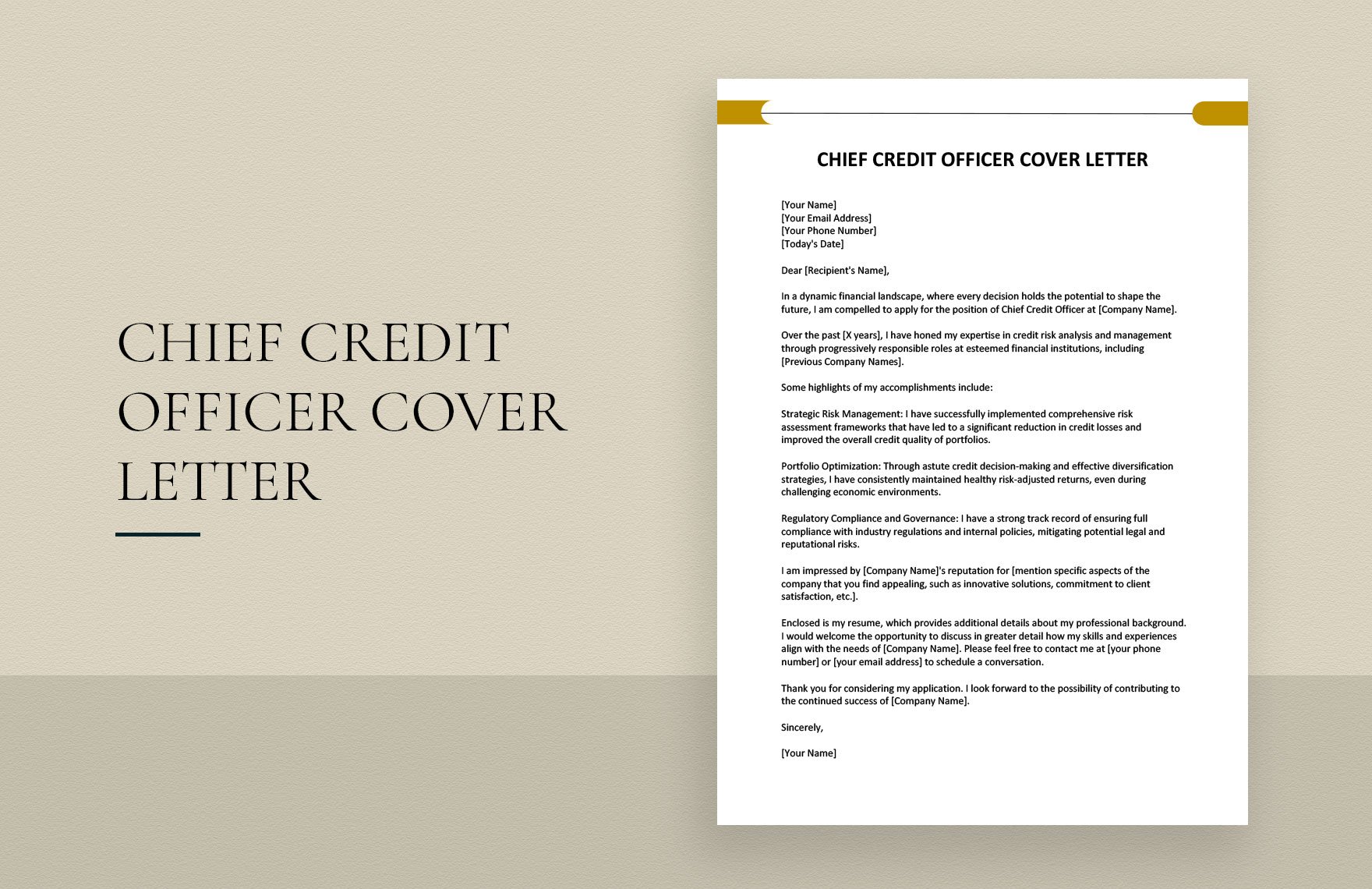 Chief Credit Officer Cover Letter