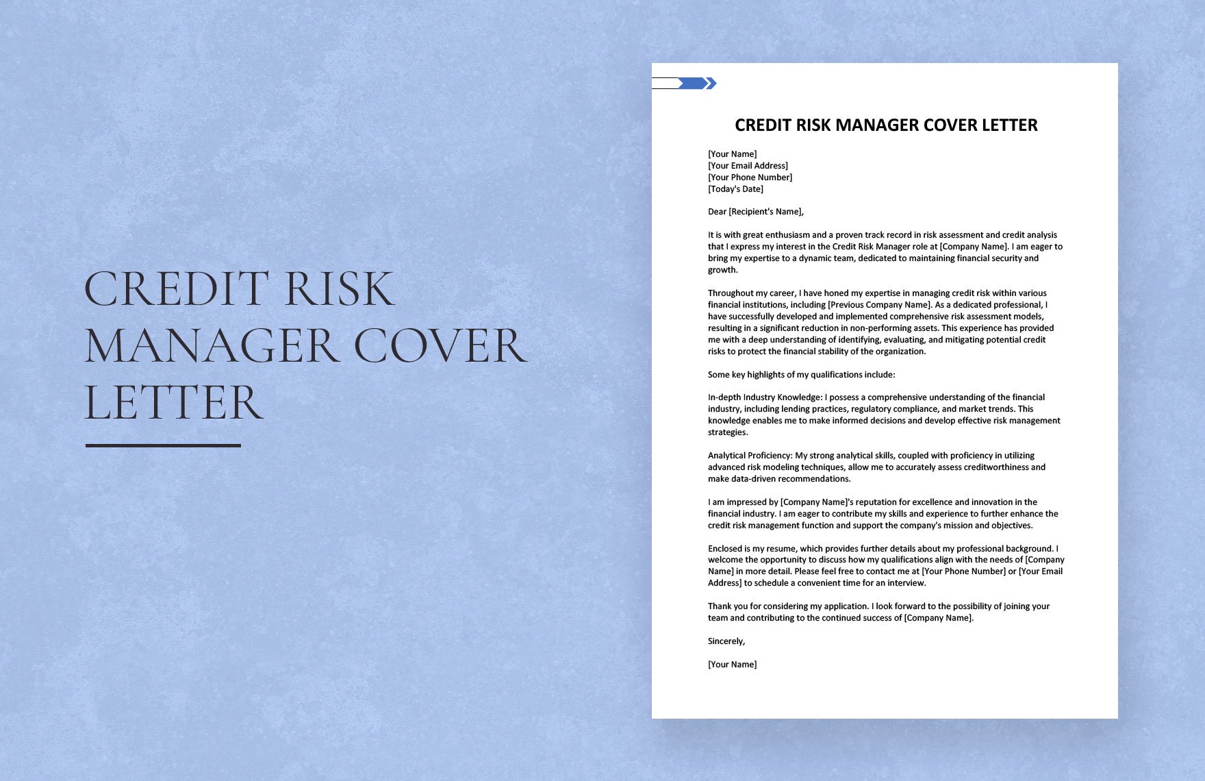 Credit Risk Manager Cover Letter