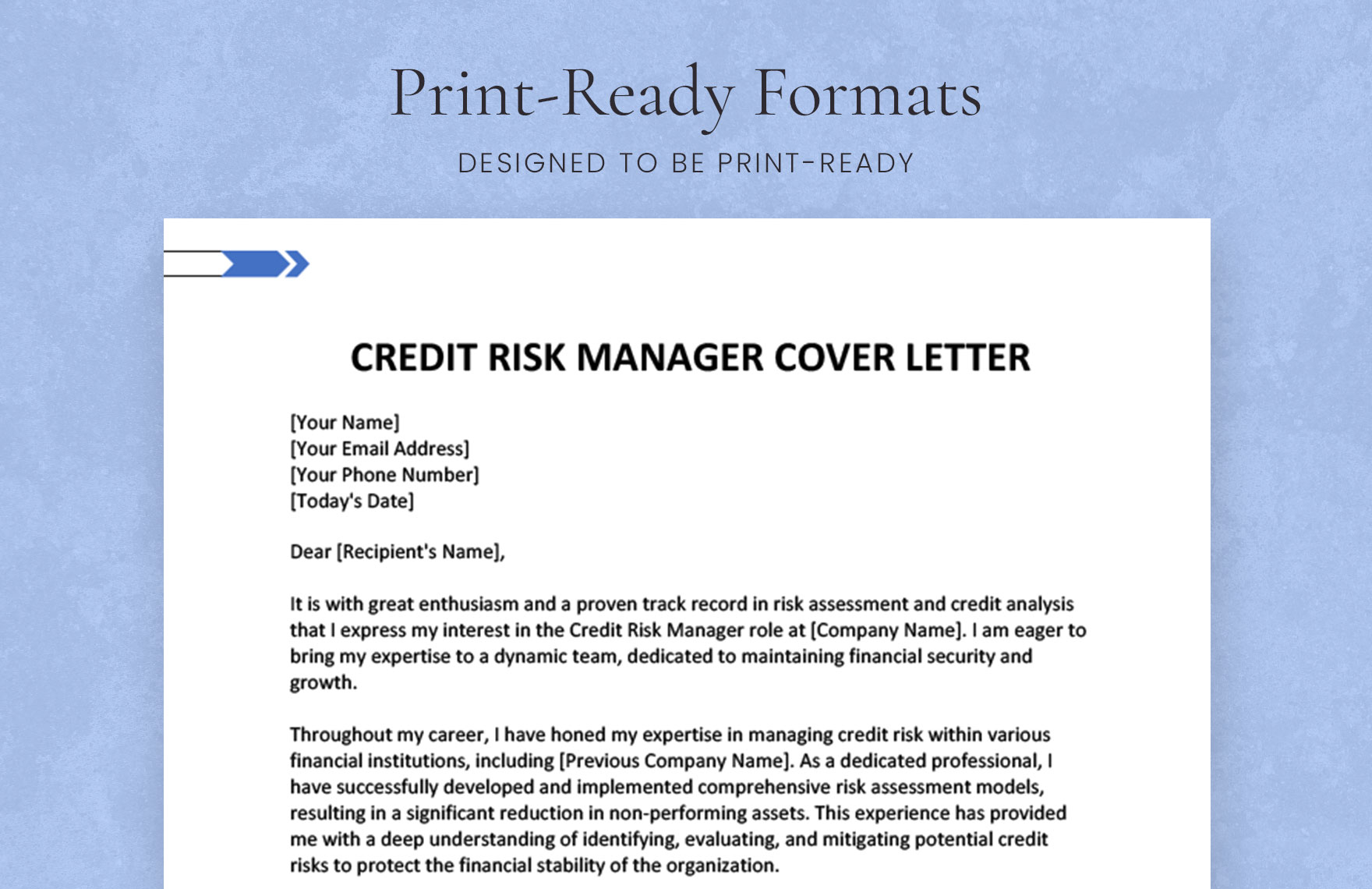 Credit Risk Manager Cover Letter