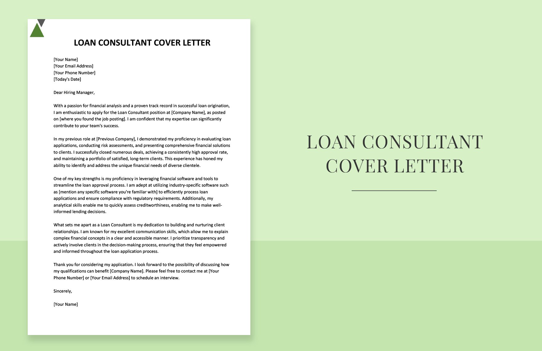 Loan Consultant Cover Letter