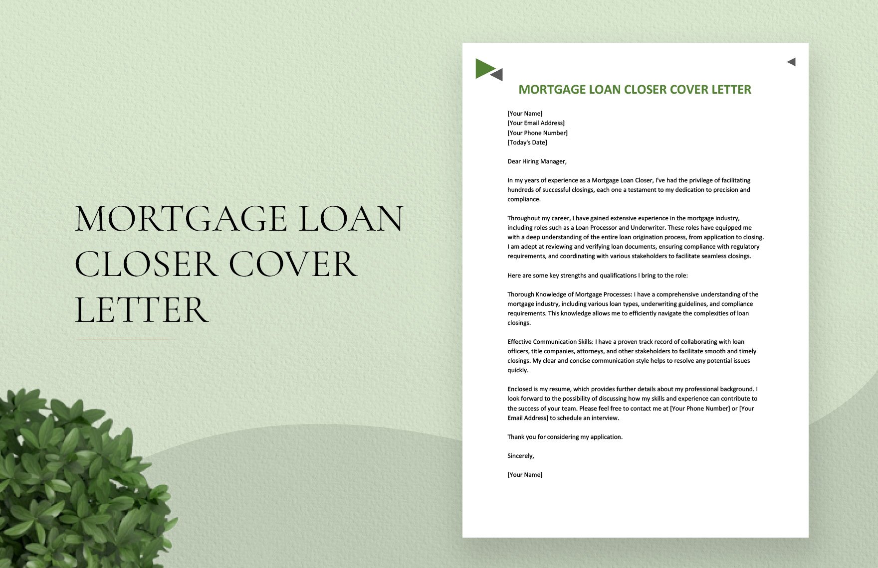 Mortgage Loan Closer Cover Letter