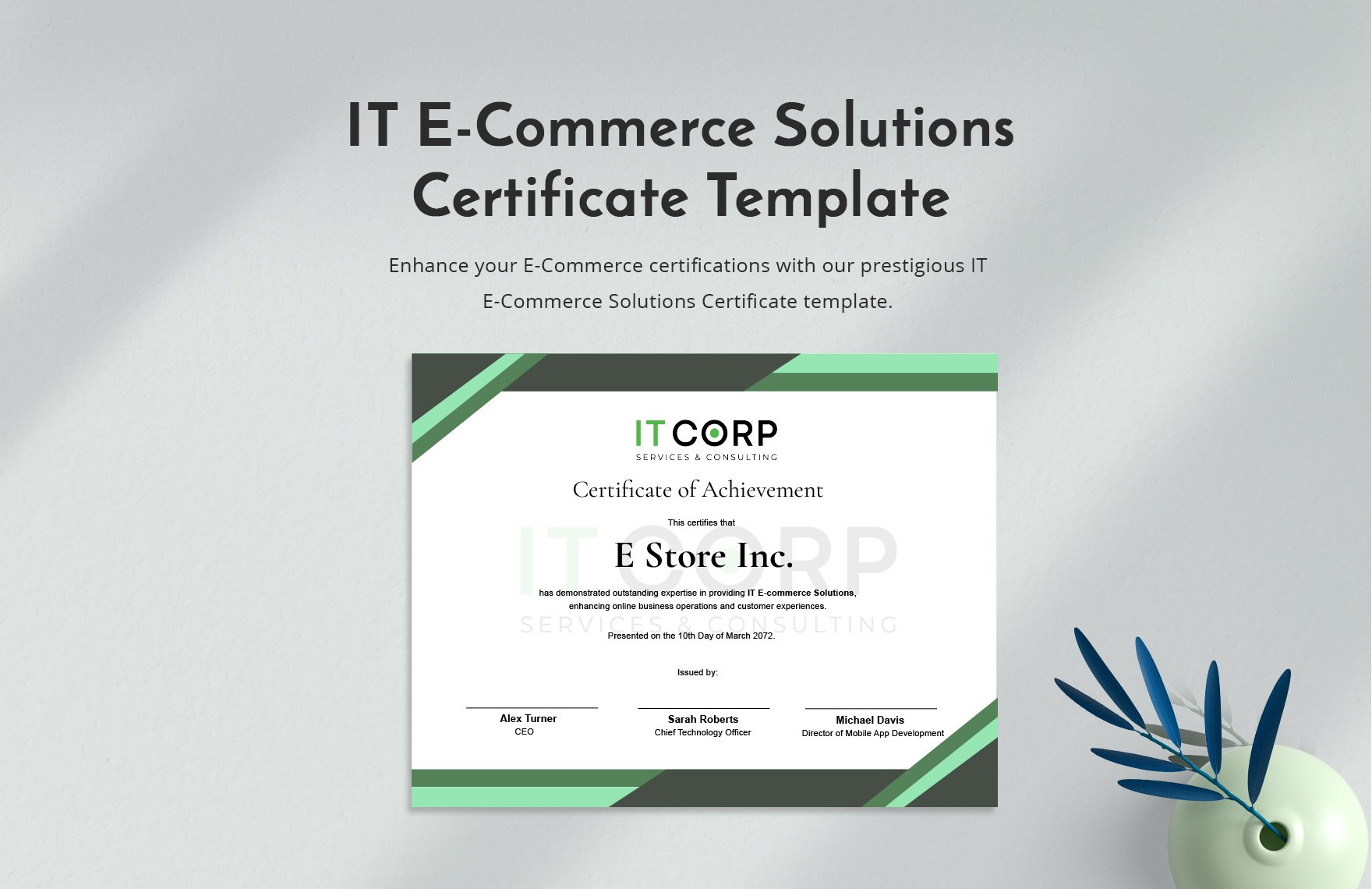 IT E-Commerce Solutions Certificate Template