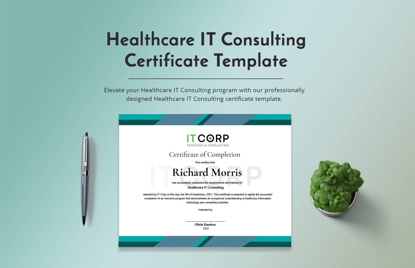 Healthcare IT Consulting Certificate Template