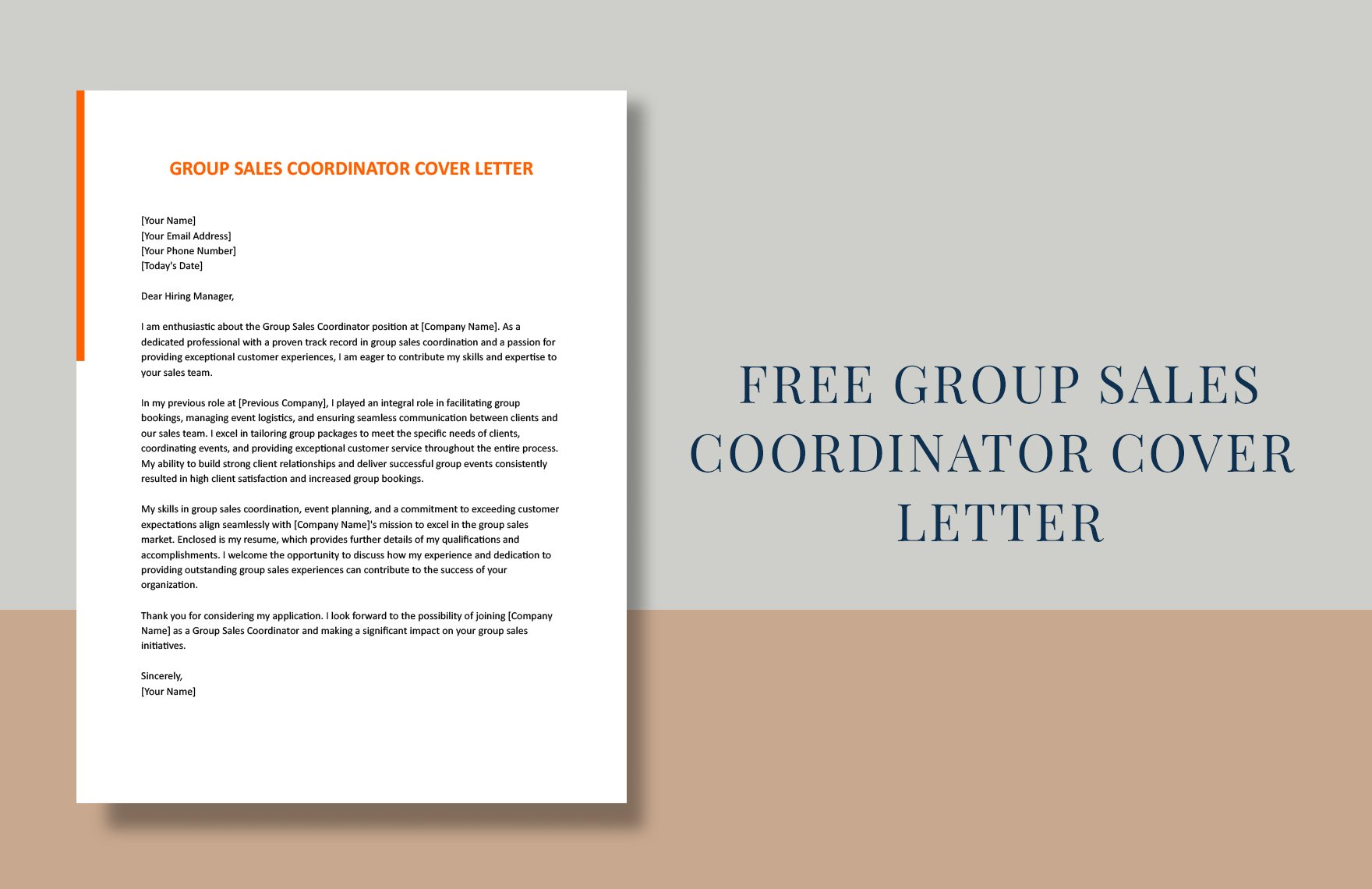 Group Sales Coordinator Cover Letter