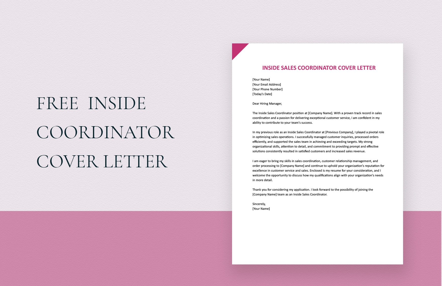 Inside Sales Coordinator Cover Letter