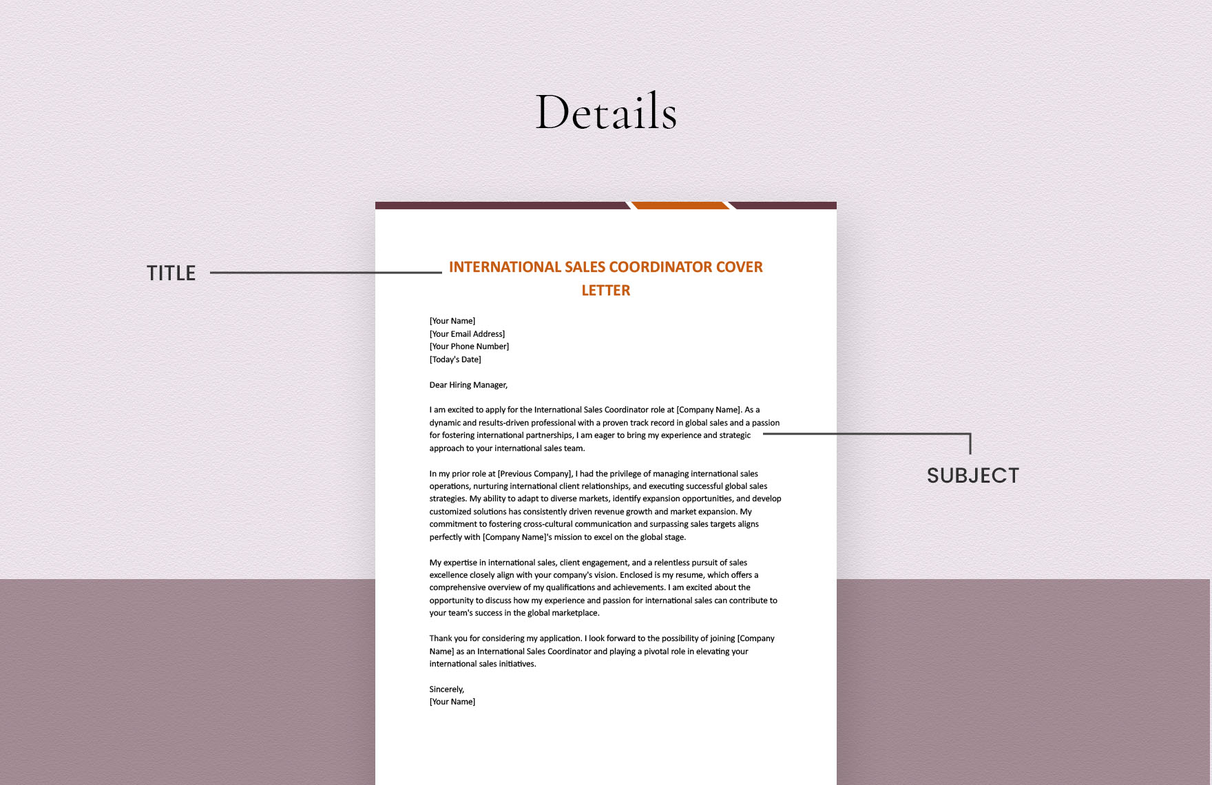 International Sales Coordinator Cover Letter