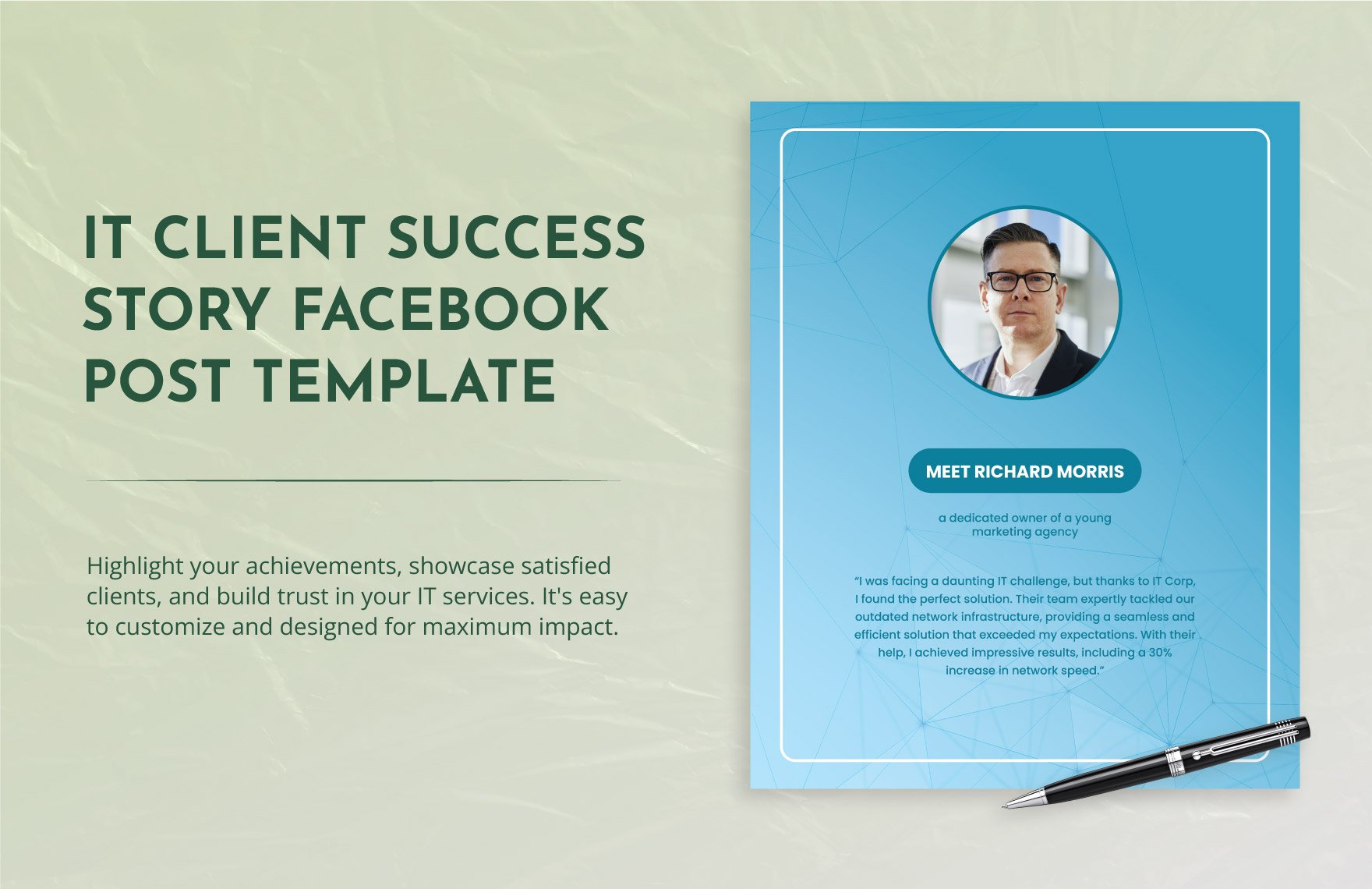 IT Client Success Story Facebook Post Template in PNG