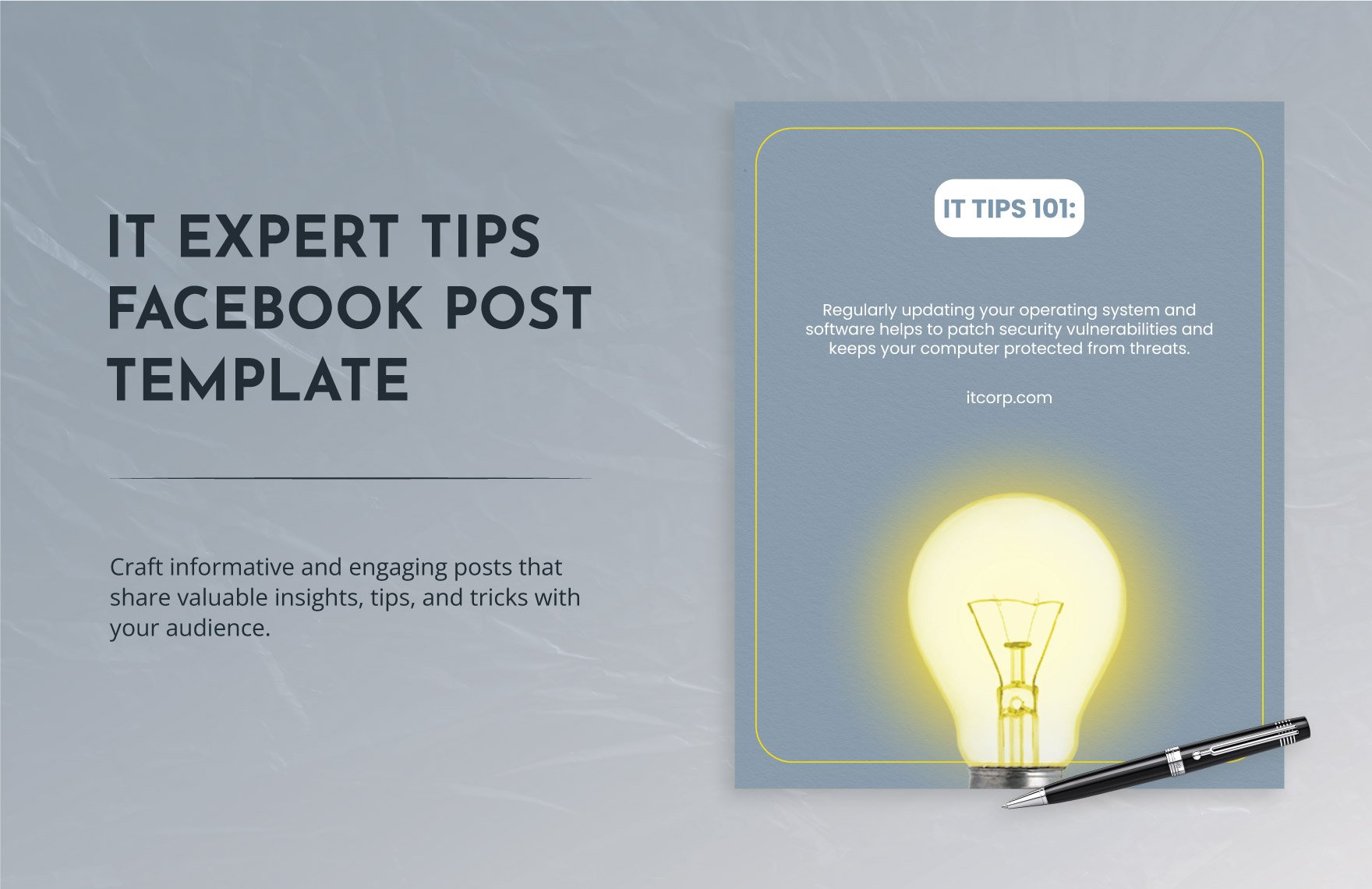IT Expert Tips Facebook Post Template in PNG