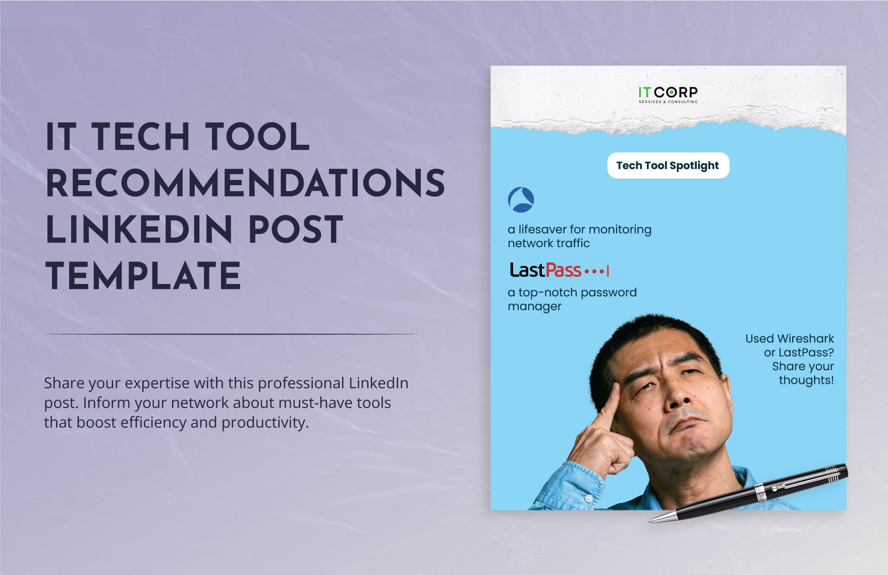 IT Tech Tool Recommendations LinkedIn Post Template in PNG