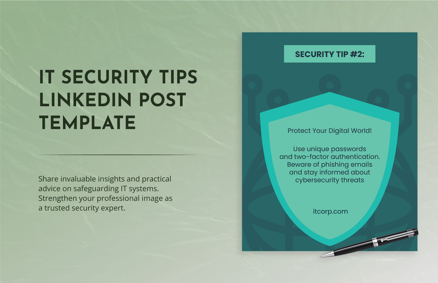 IT Security Tips LinkedIn Post Template in PNG