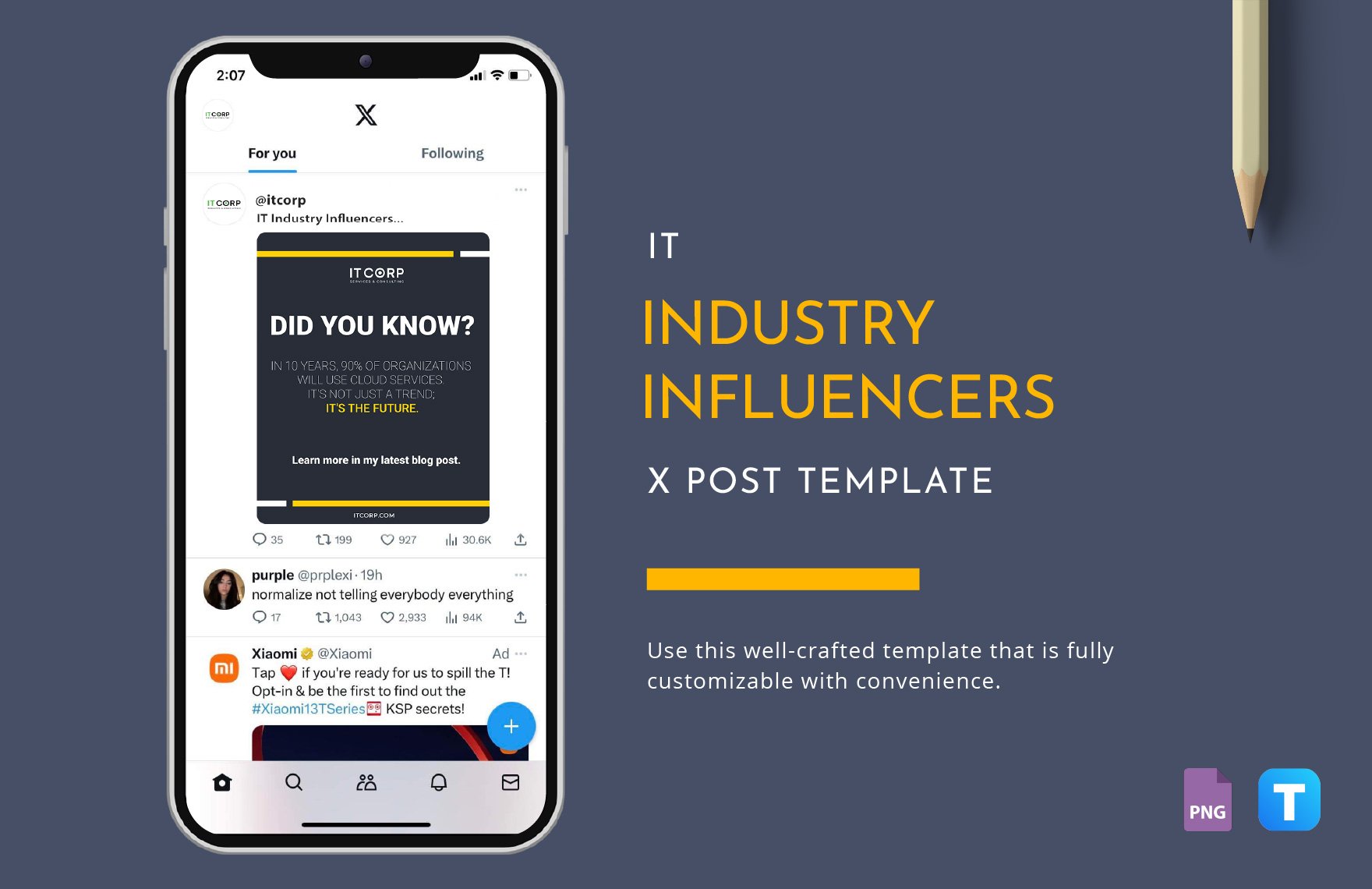 IT Industry Influencers X Post Template in PNG