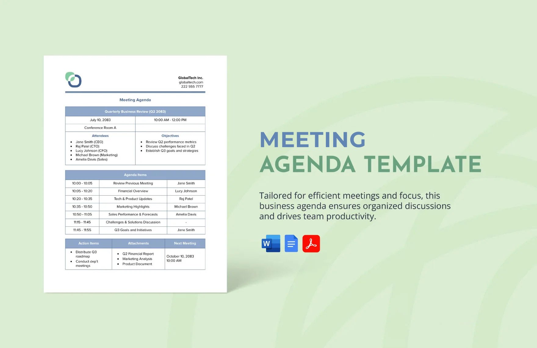 Free Meeting Agenda Template in Word, Google Docs, PDF