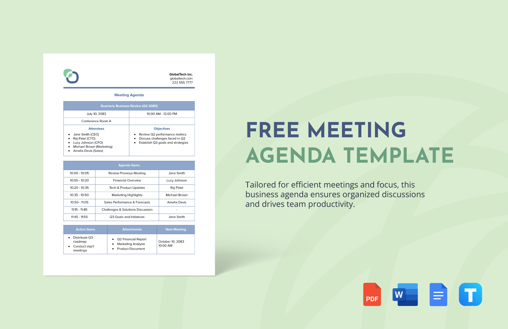 Free Meeting Agenda Template - Download in Word, Google Docs, PDF ...