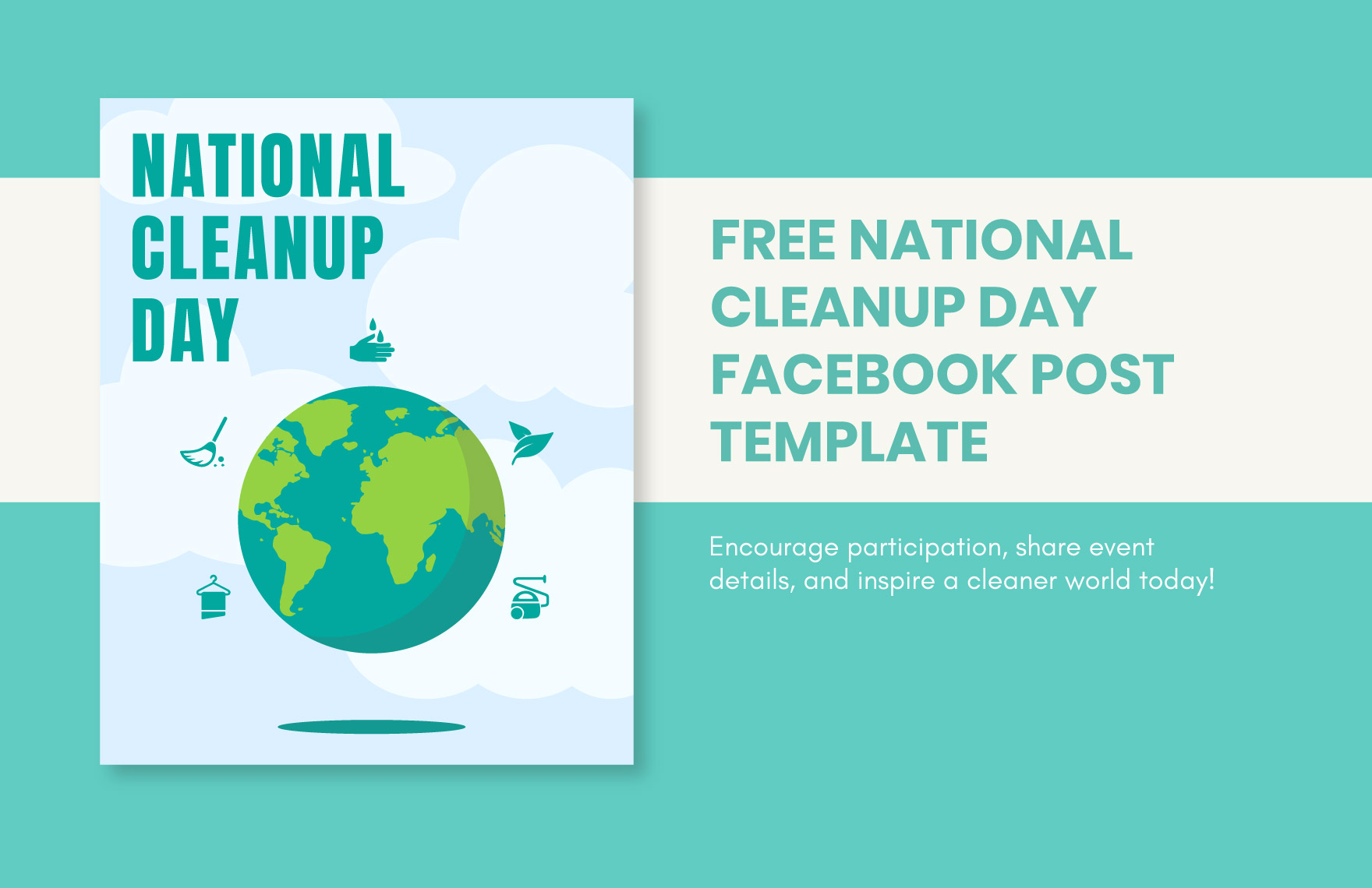 Free National CleanUp Day Facebook Post Template in Illustrator, PSD, PNG