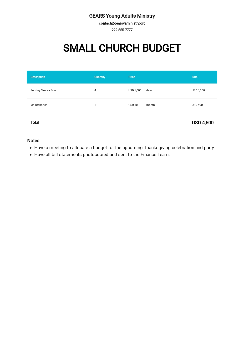 Church Budget Templates In Microsoft Excel XLS Template