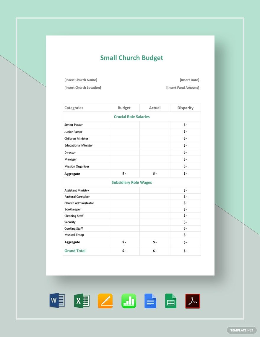 Small Church Budget Template Download in Word, Google Docs, Excel