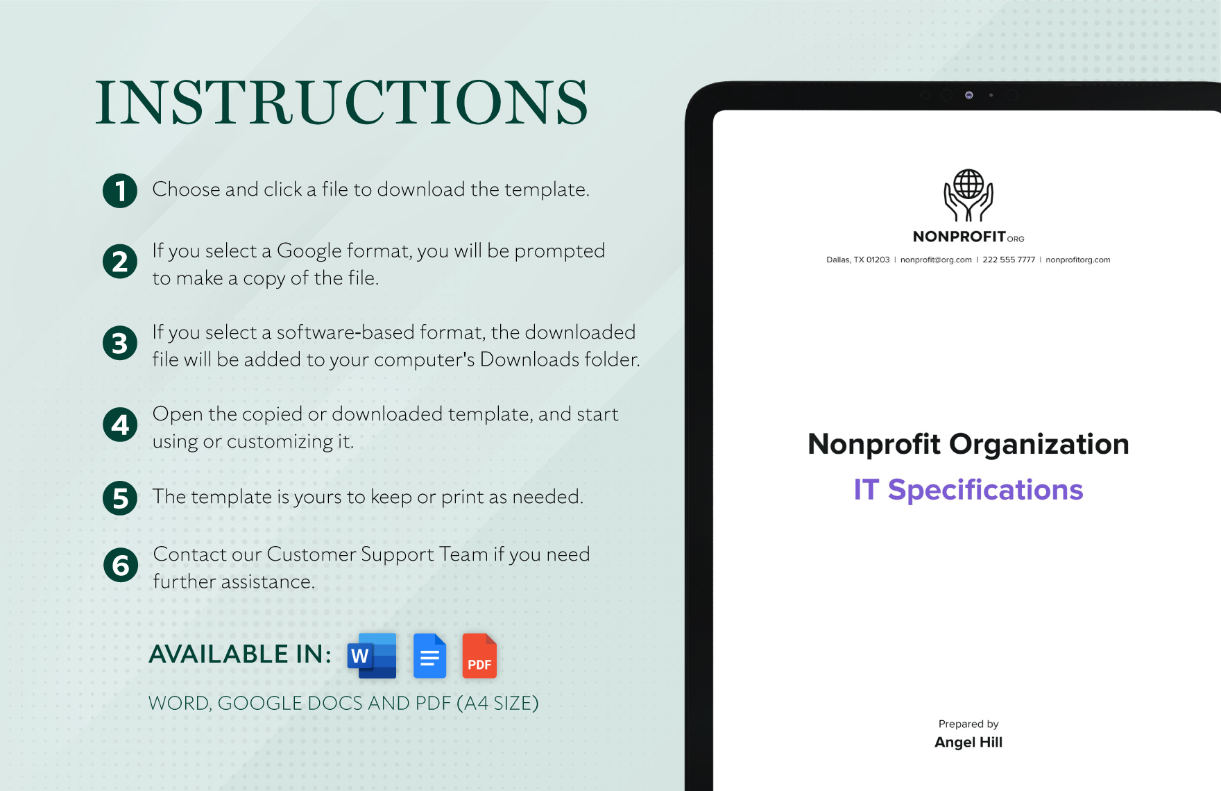 Nonprofit Organization IT Specifications Template