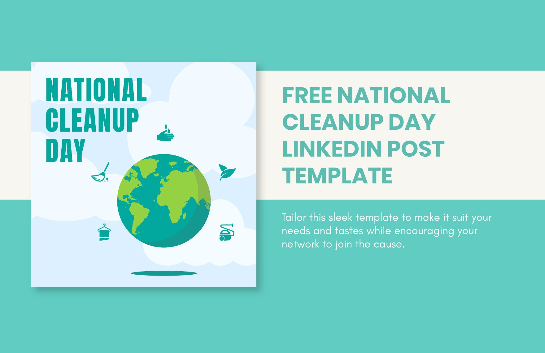 Free National CleanUp Day LinkedIn Post Template in Illustrator, PSD, PNG