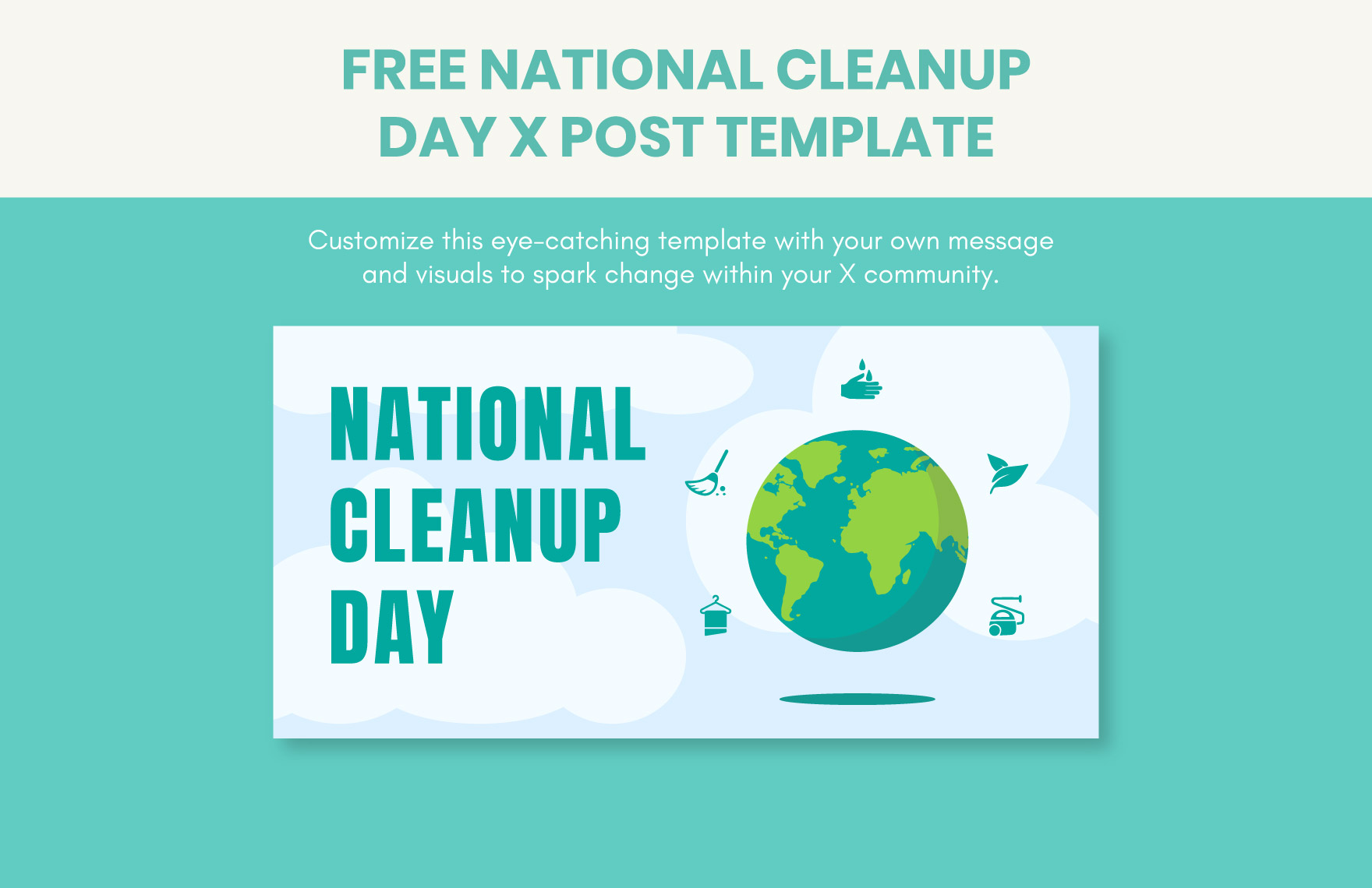Free National CleanUp Day X Post Template in Illustrator, PSD, PNG