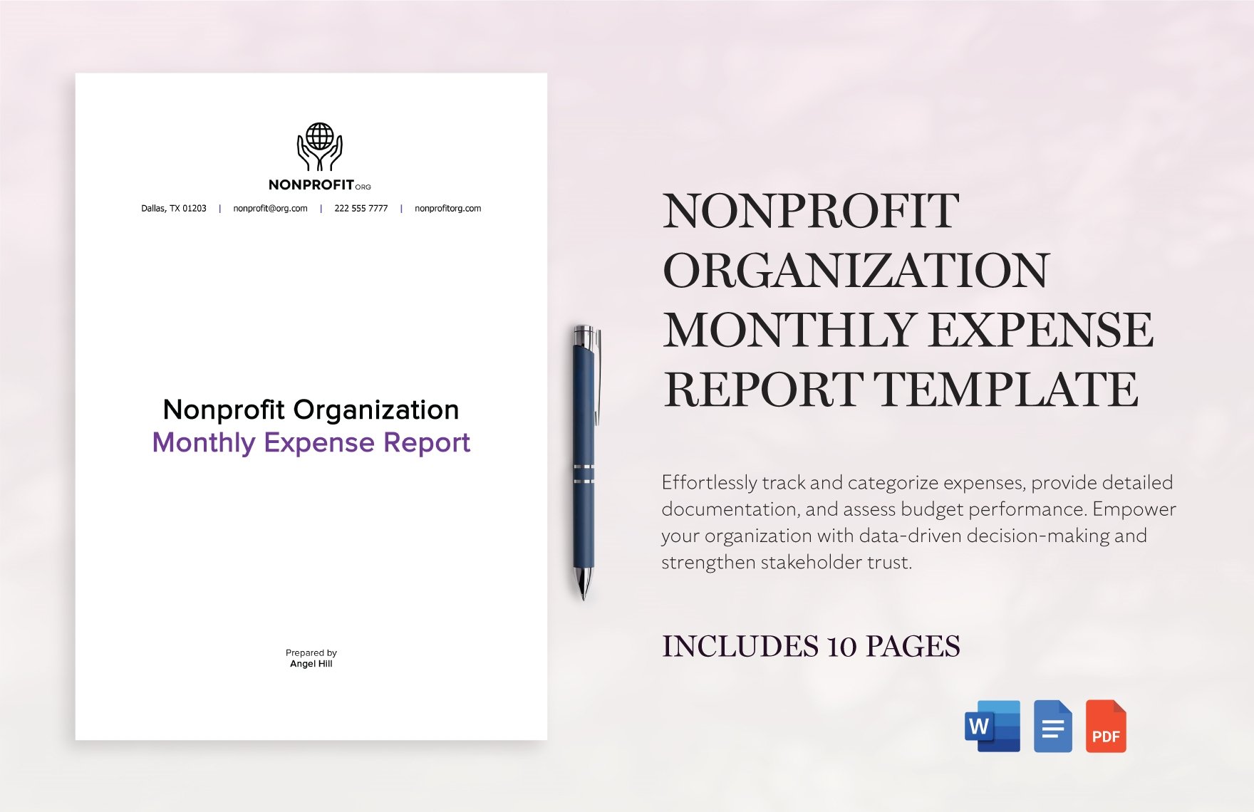 Nonprofit Organization Monthly Expense Report Template
