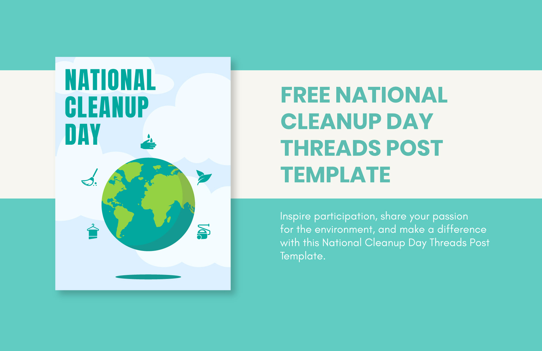 Free National CleanUp Day Threads Post Template in Illustrator, PSD, PNG