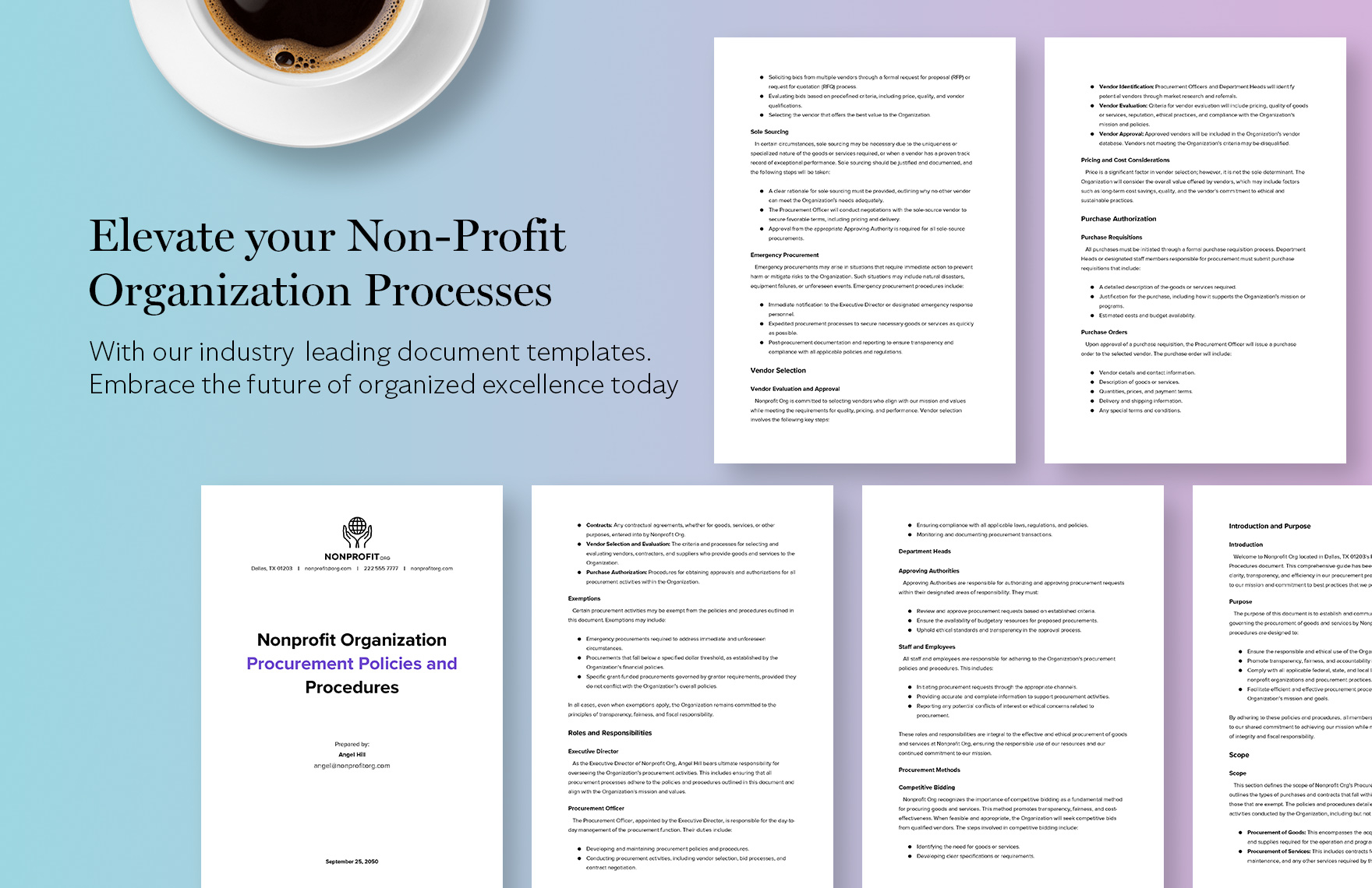 Nonprofit Organization Procurement Policies and Procedures Template